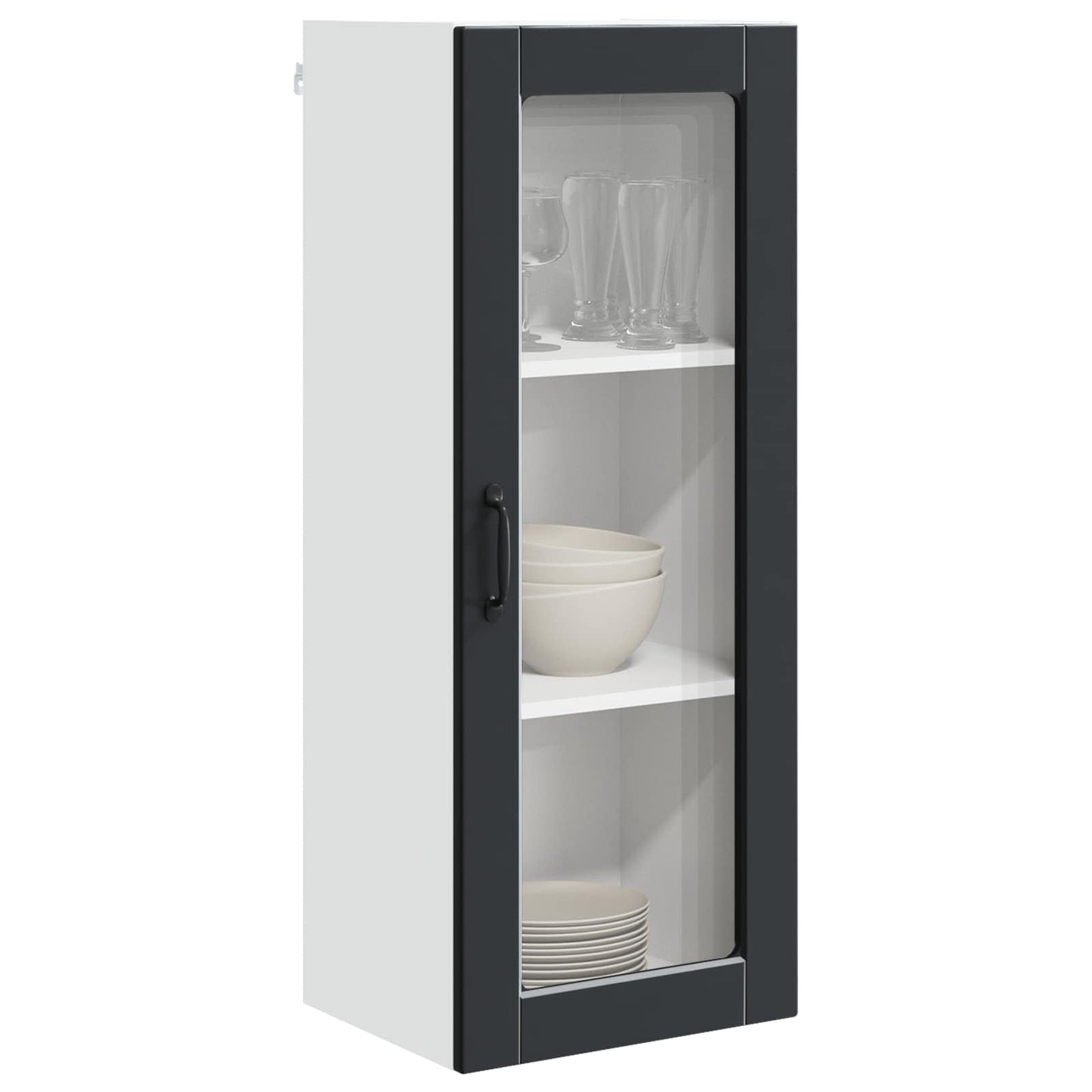 Wandglas-Schrank PORTO Schwarz 40 x 31 x 100 cm Holzwerkstoff