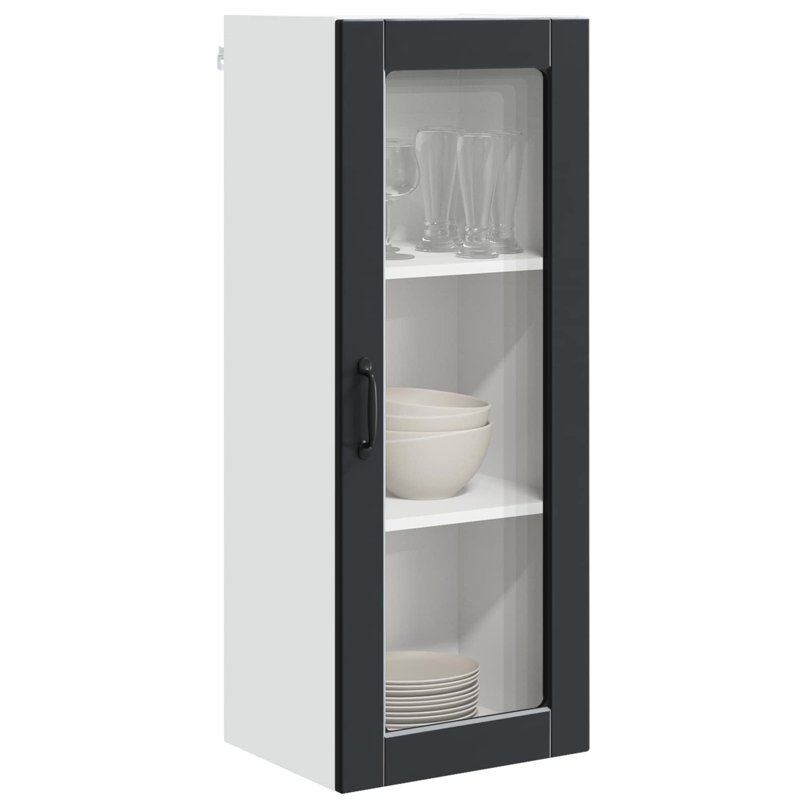 Wandglas-Schrank PORTO Schwarz 40 x 31 x 100 cm Holzwerkstoff