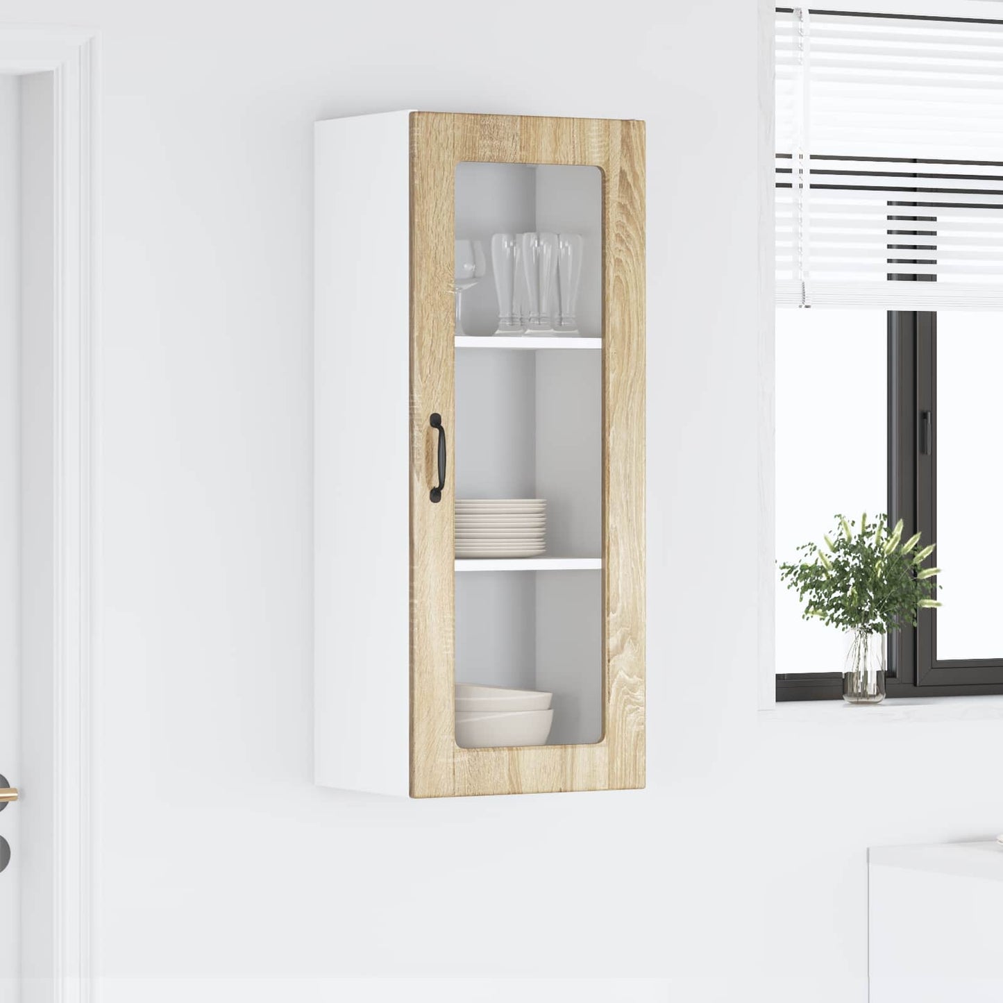 Wandglas-Schrank PORTO Sonoma-Eiche 40 x 31 x 100 cm
