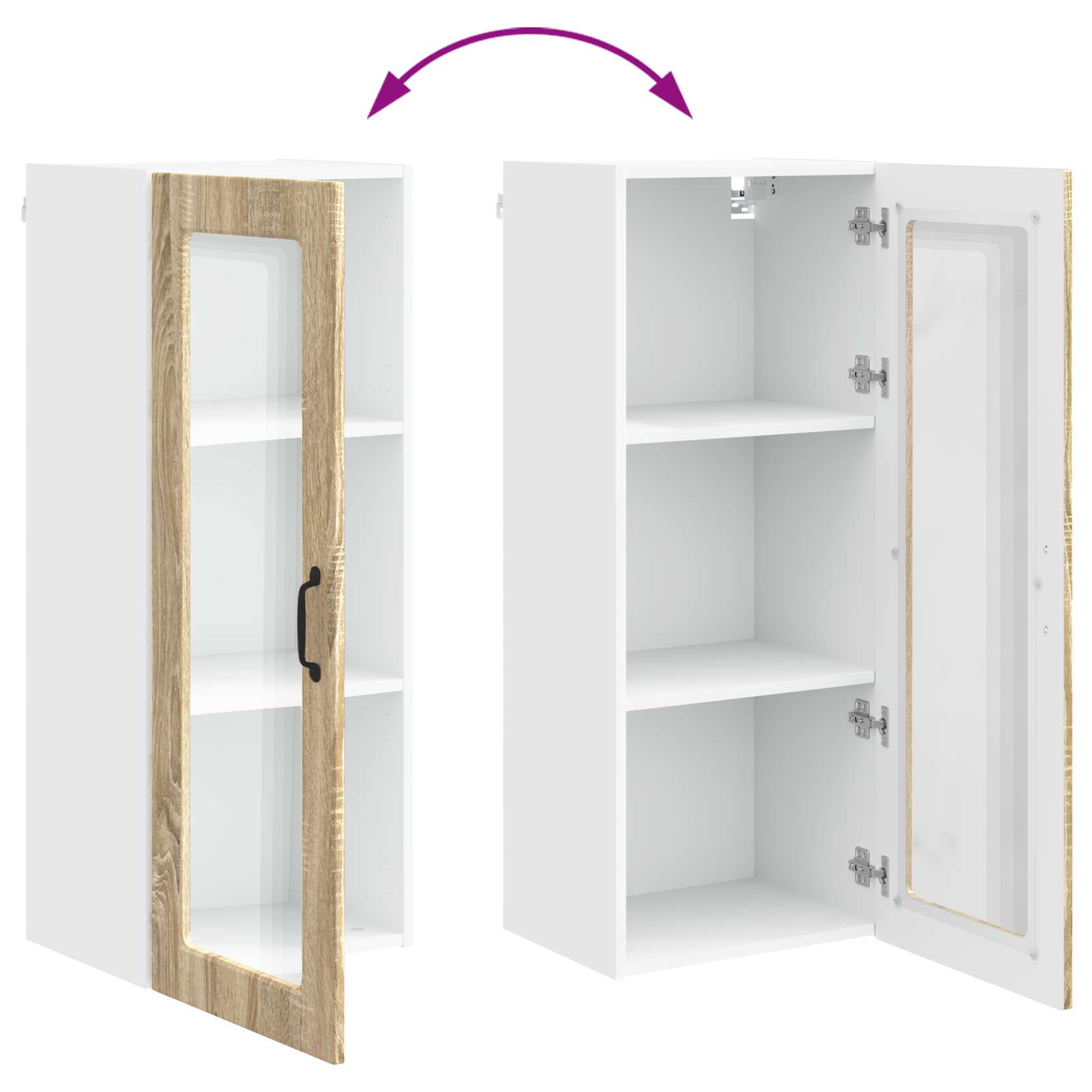 Wandglas-Schrank PORTO Sonoma-Eiche 40 x 31 x 100 cm