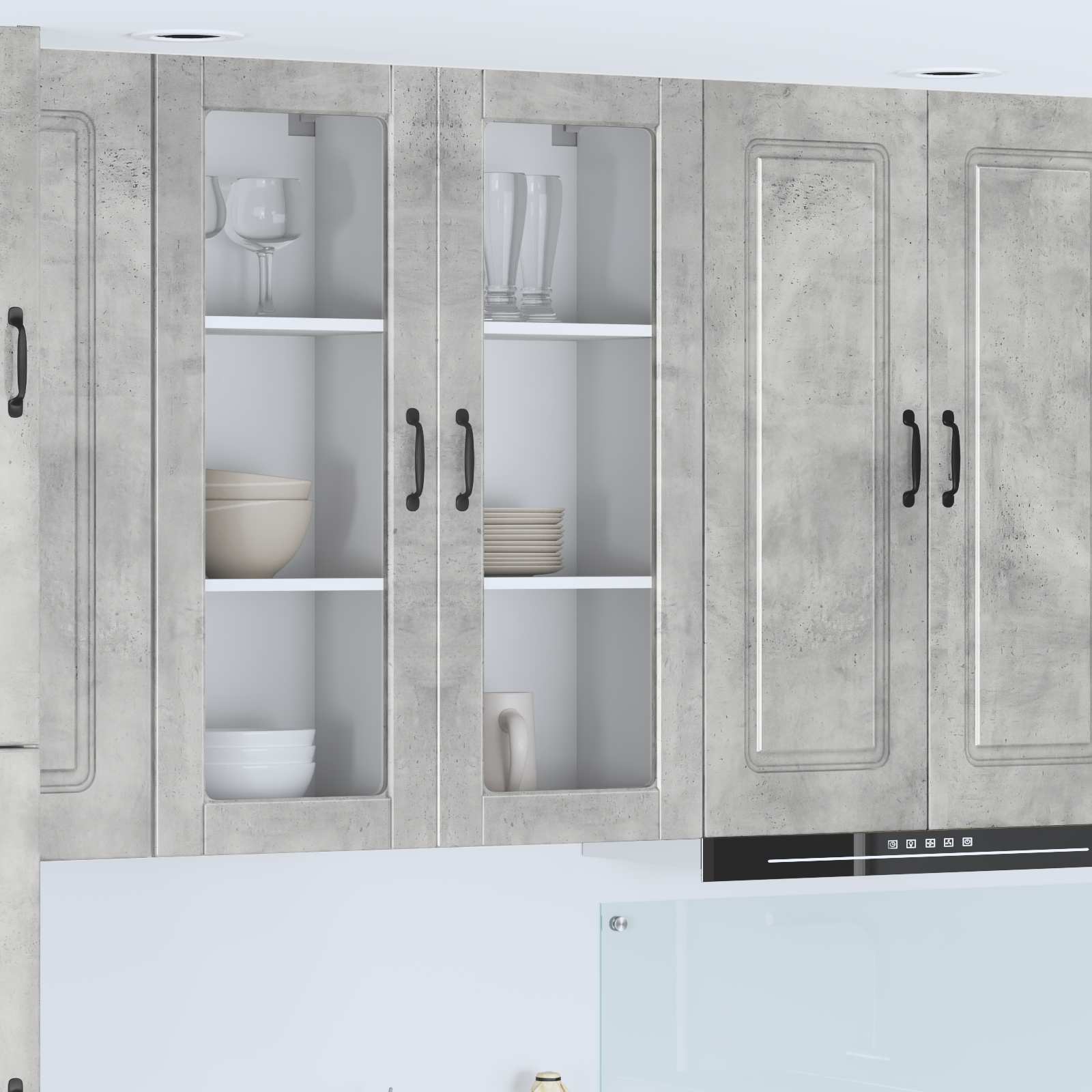 Wandglas-Schrank PORTO Beton Grau 40 x 31 x 100 cm