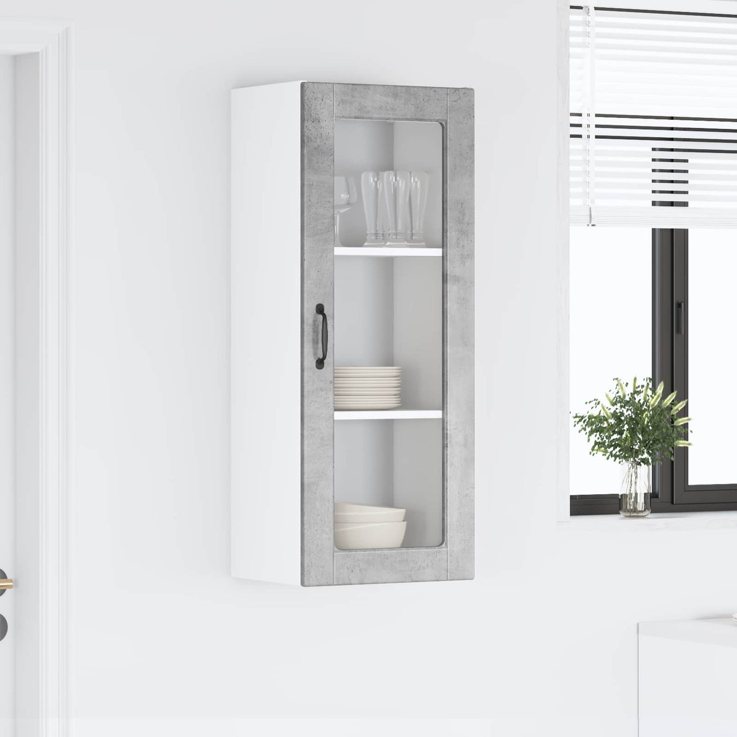 Wandglas-Schrank PORTO Beton Grau 40 x 31 x 100 cm