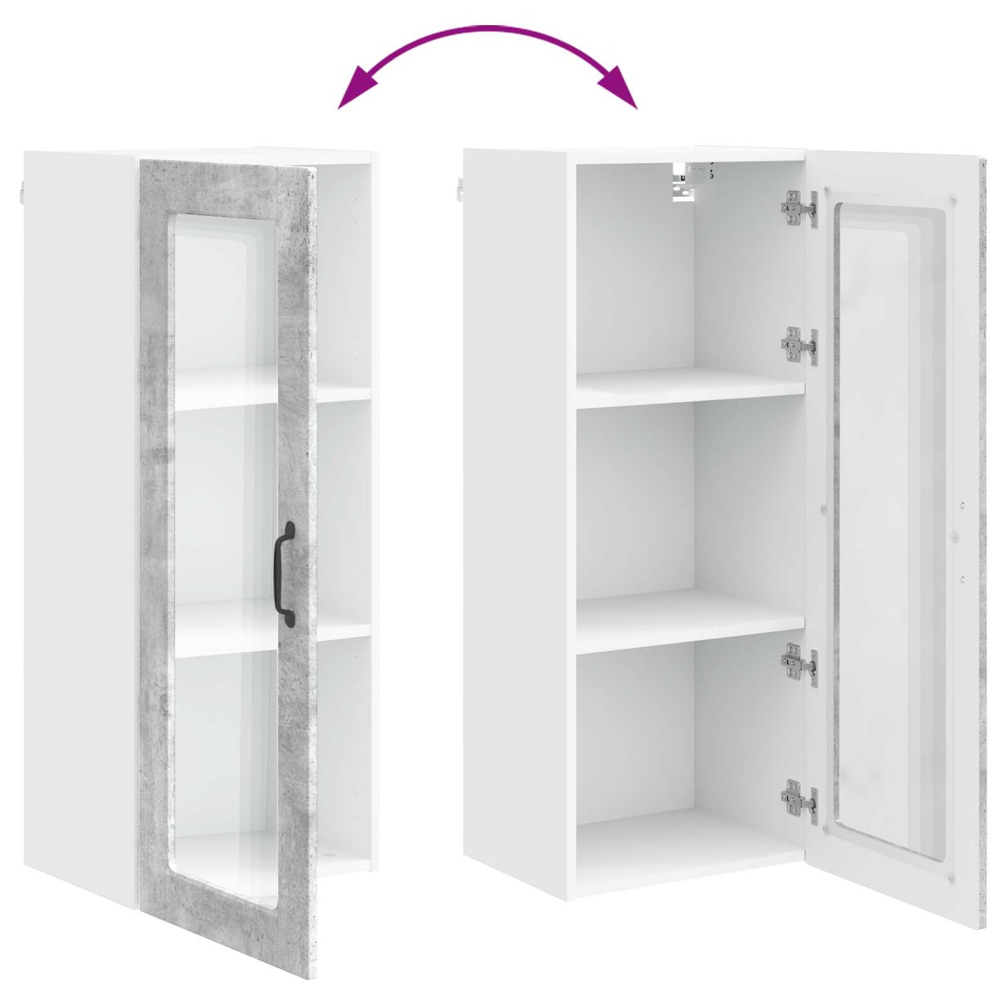 Wandglas-Schrank PORTO Beton Grau 40 x 31 x 100 cm