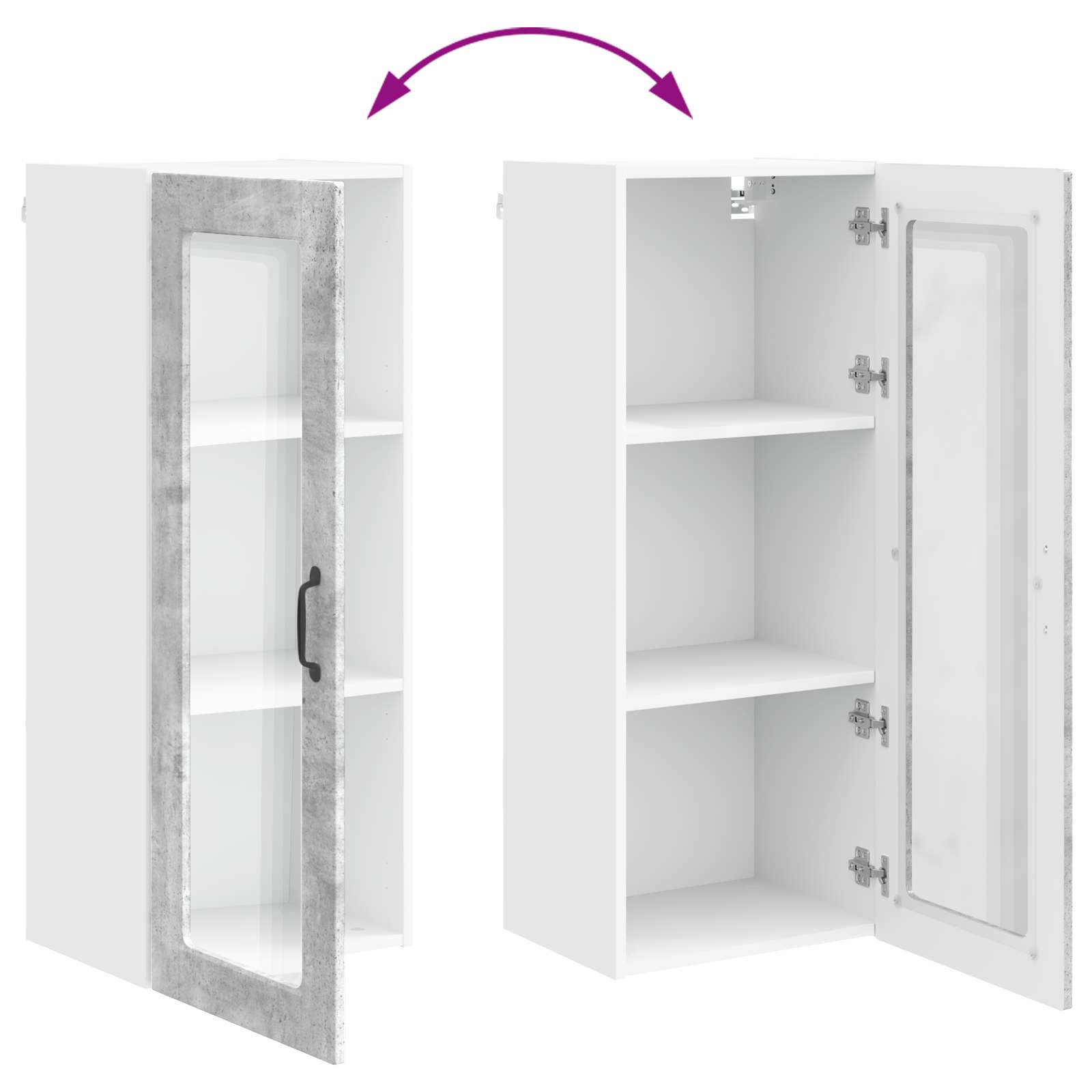 Wandglas-Schrank PORTO Beton Grau 40 x 31 x 100 cm