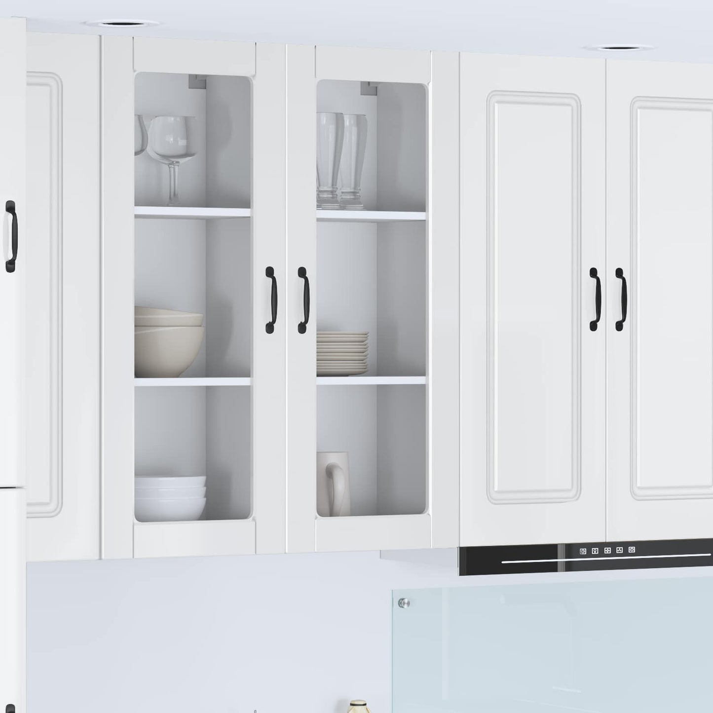 Wandglas-Schrank PORTO Hochglanz Weiß 40 x 31 x 100 cm