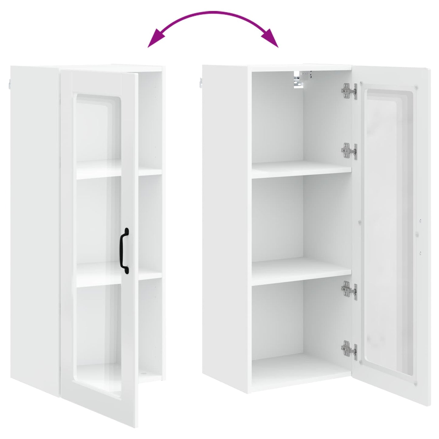 Wandglas-Schrank PORTO Hochglanz Weiß 40 x 31 x 100 cm