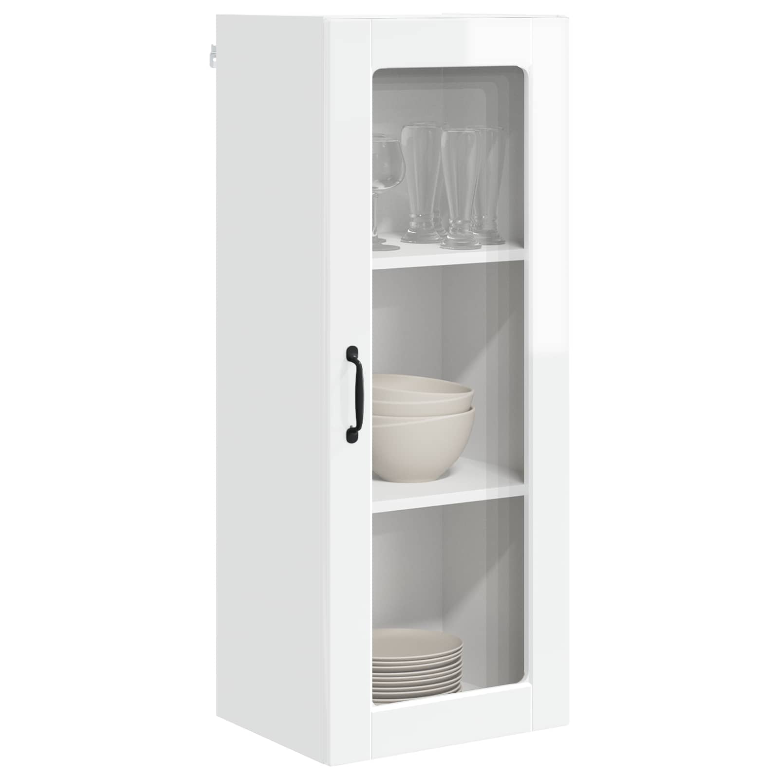Wandglas-Schrank PORTO Hochglanz Weiß 40 x 31 x 100 cm