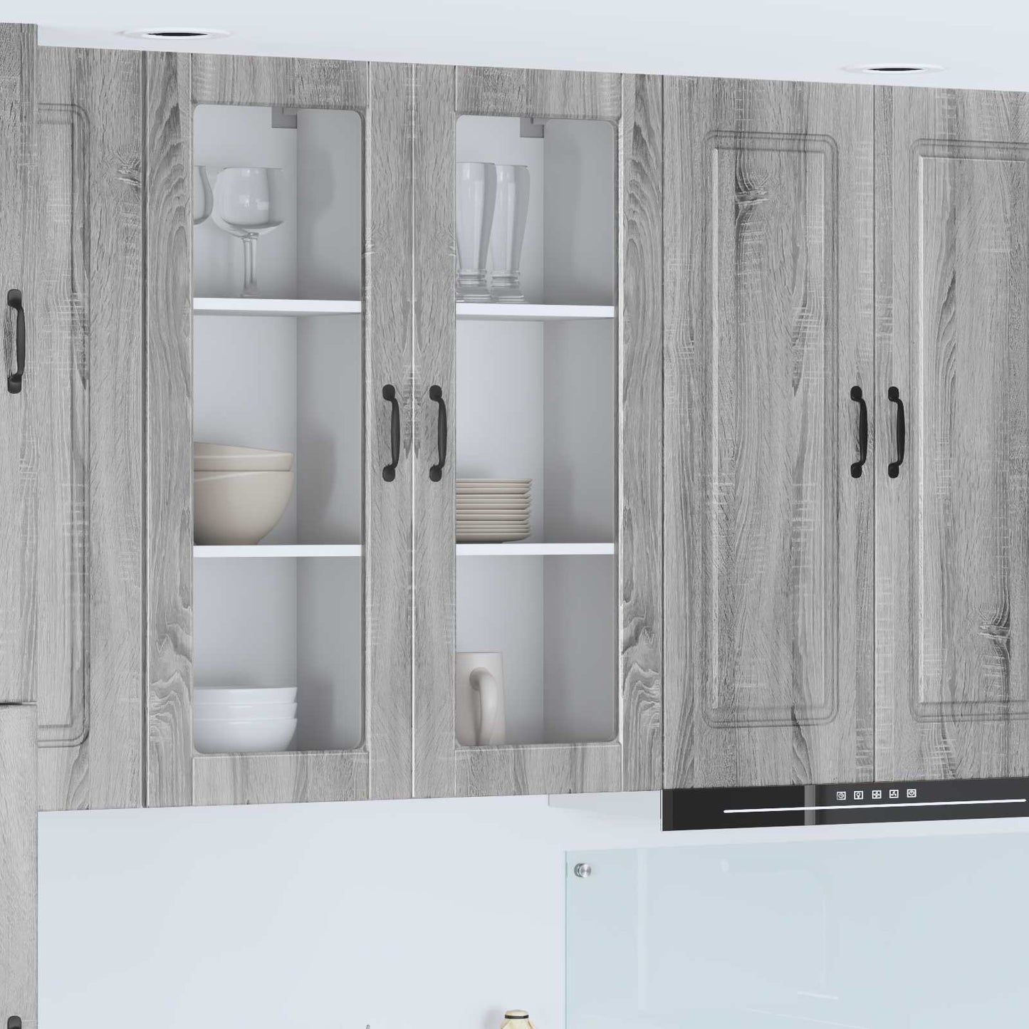 Wandglas-Schrank PORTO Graues Sonoma 40 x 31 x 100 cm