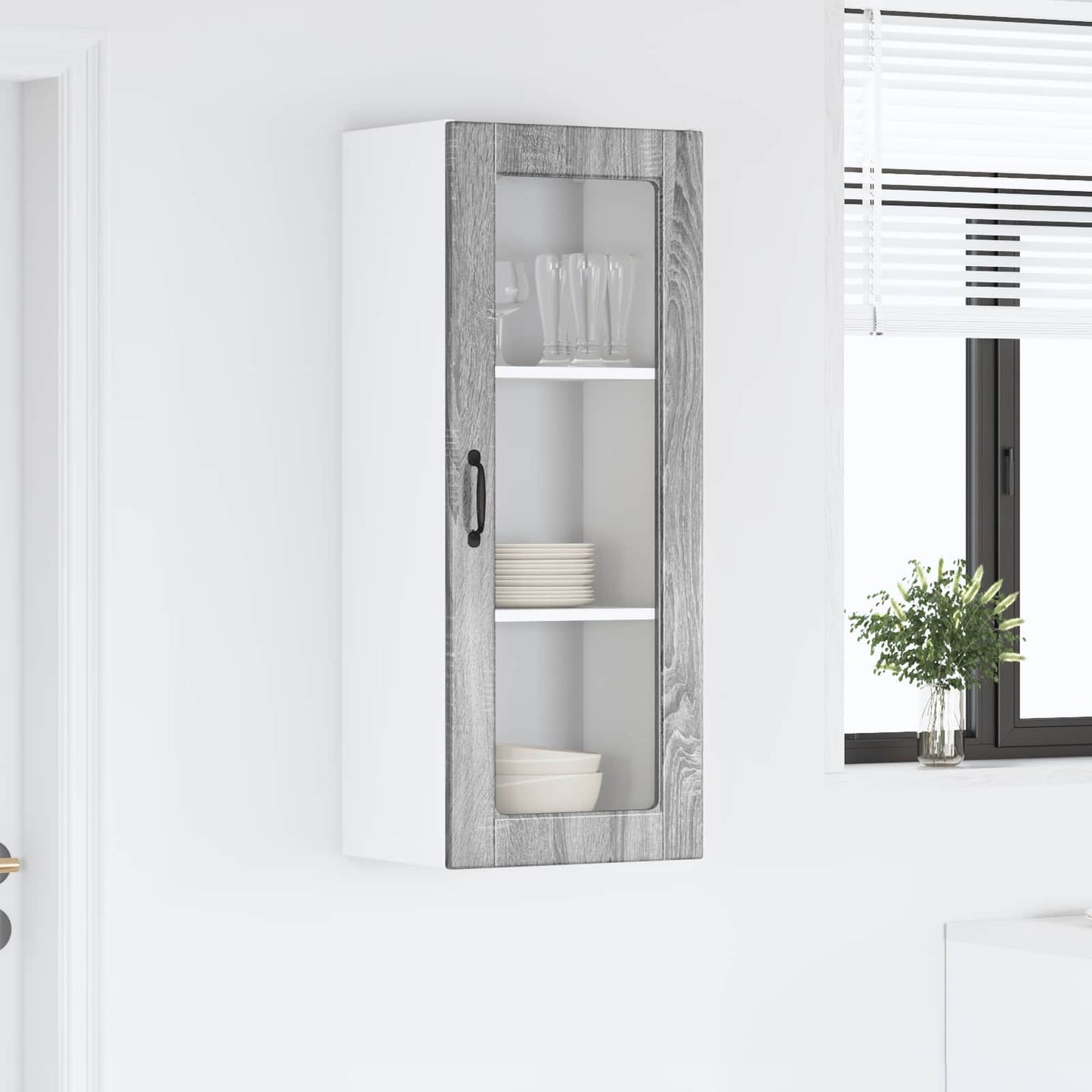 Wandglas-Schrank PORTO Graues Sonoma 40 x 31 x 100 cm
