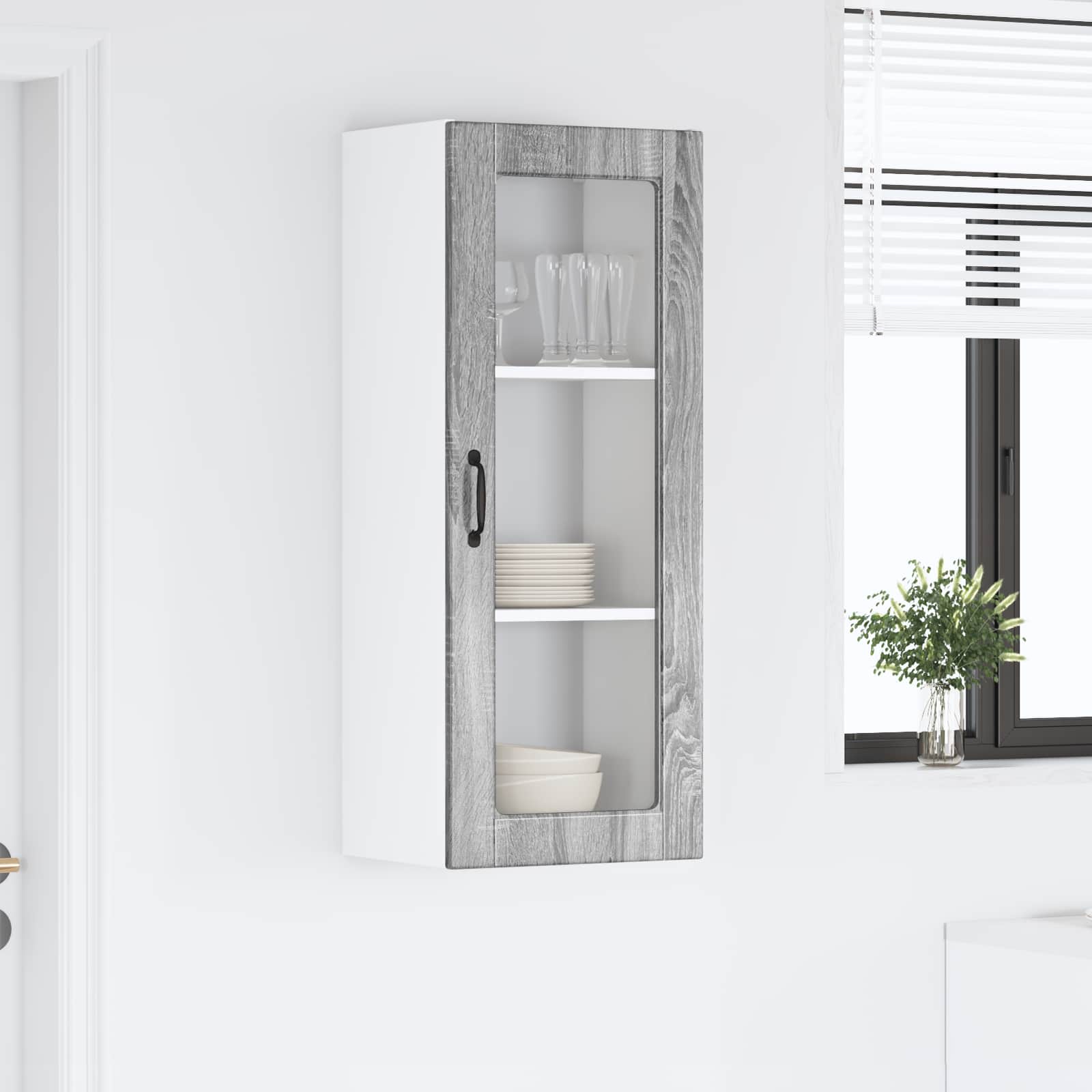 Wandglas-Schrank PORTO Graues Sonoma 40 x 31 x 100 cm