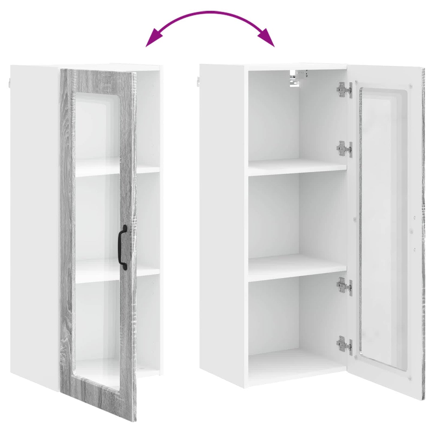 Wandglas-Schrank PORTO Graues Sonoma 40 x 31 x 100 cm
