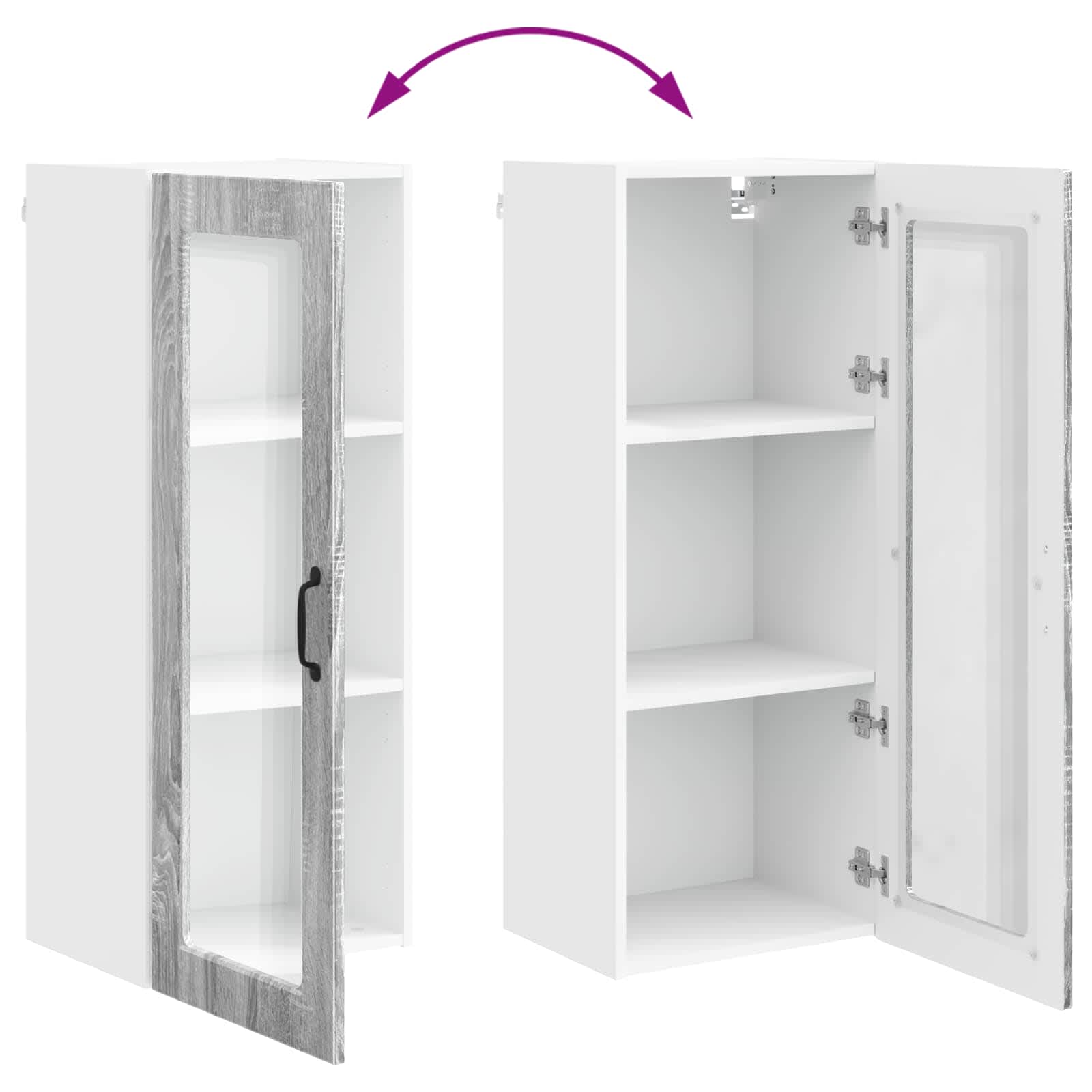 Wandglas-Schrank PORTO Graues Sonoma 40 x 31 x 100 cm