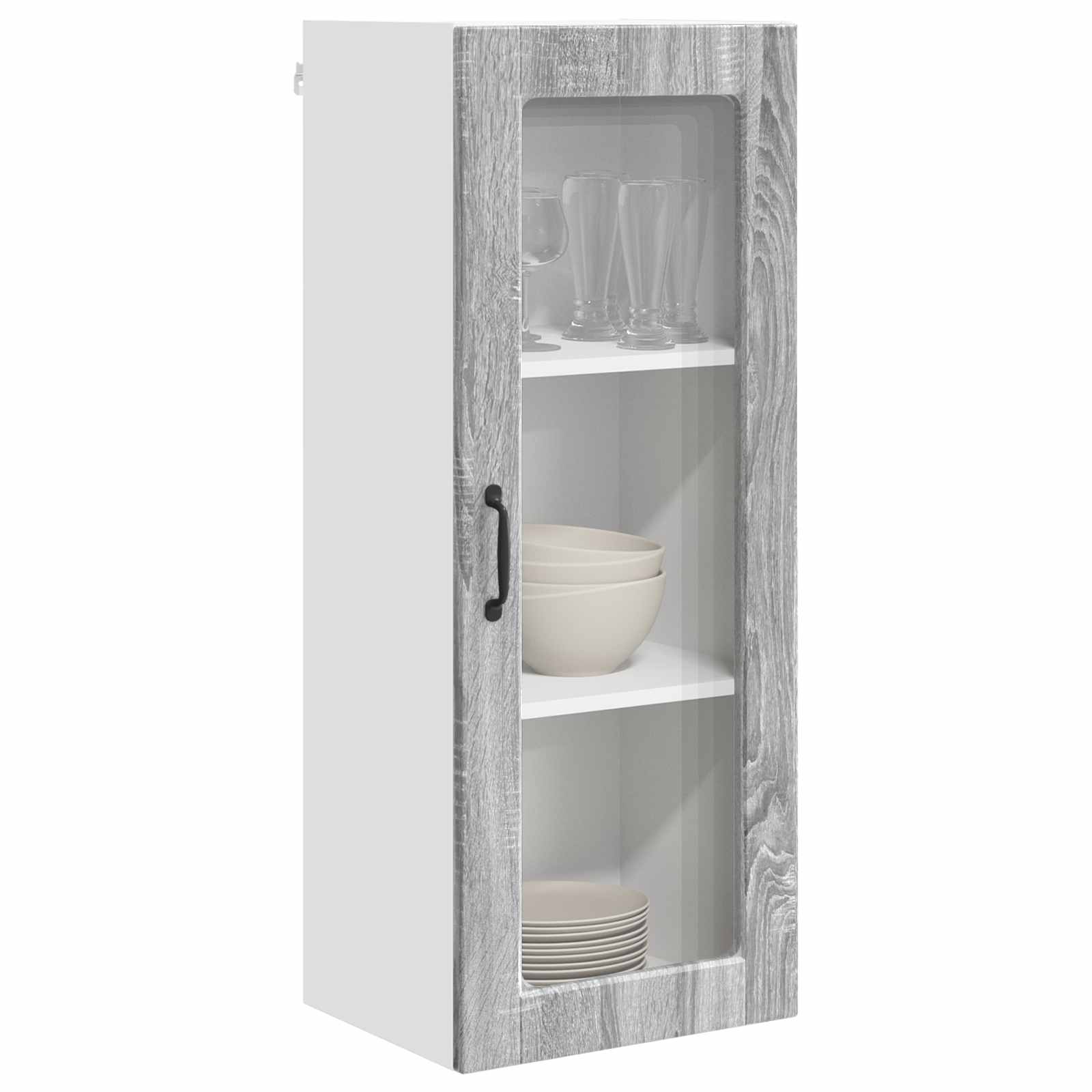 Wandglas-Schrank PORTO Graues Sonoma 40 x 31 x 100 cm