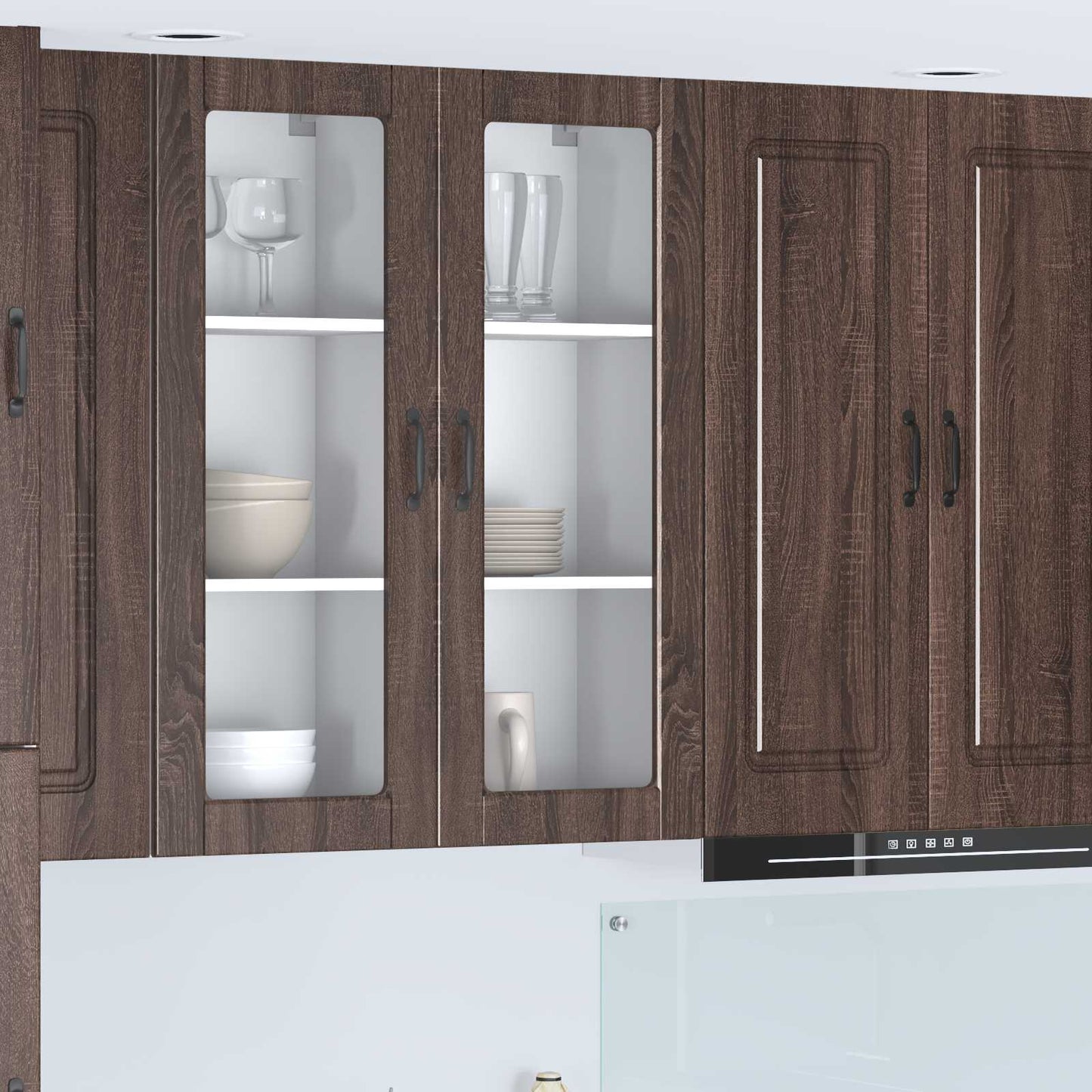 Wandglas-Schrank PORTO Braun Eichen-Optik 40 x 31 x 100 cm