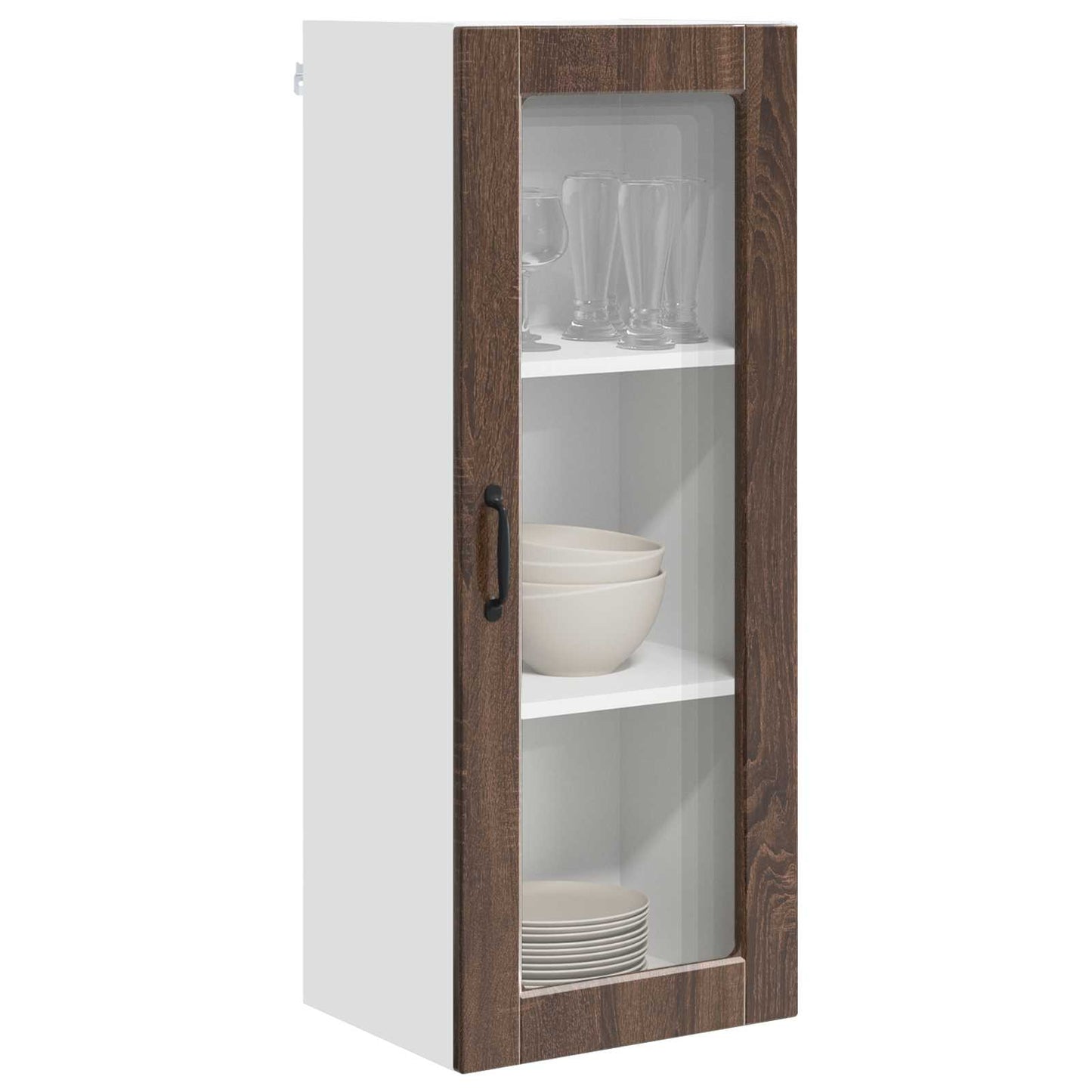 Wandglas-Schrank PORTO Braun Eichen-Optik 40 x 31 x 100 cm