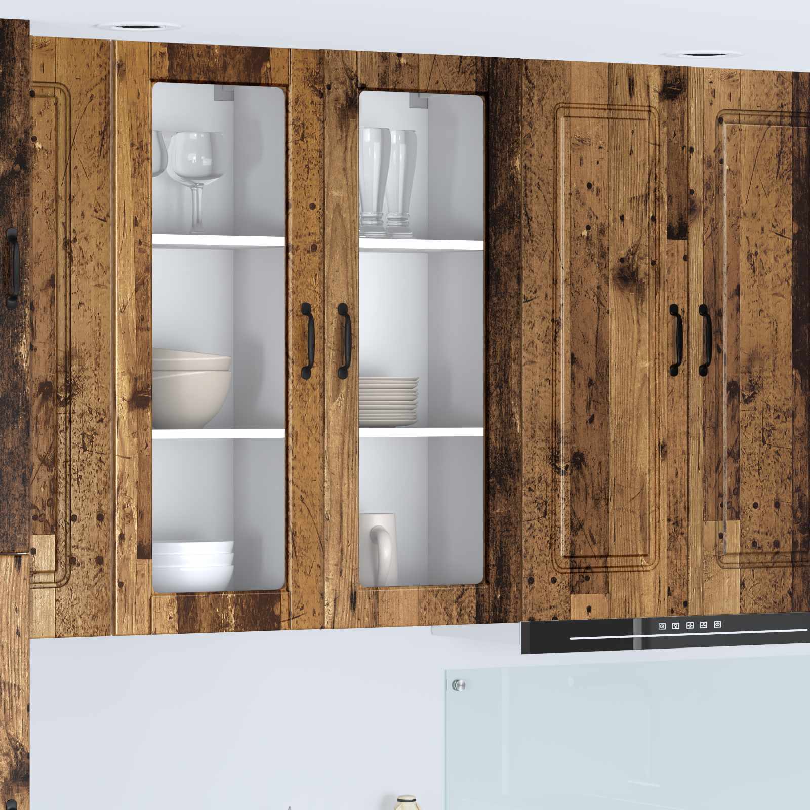Wandglas-Schrank PORTO Altholz 40 x 31 x 100 cm Holzwerkstoff