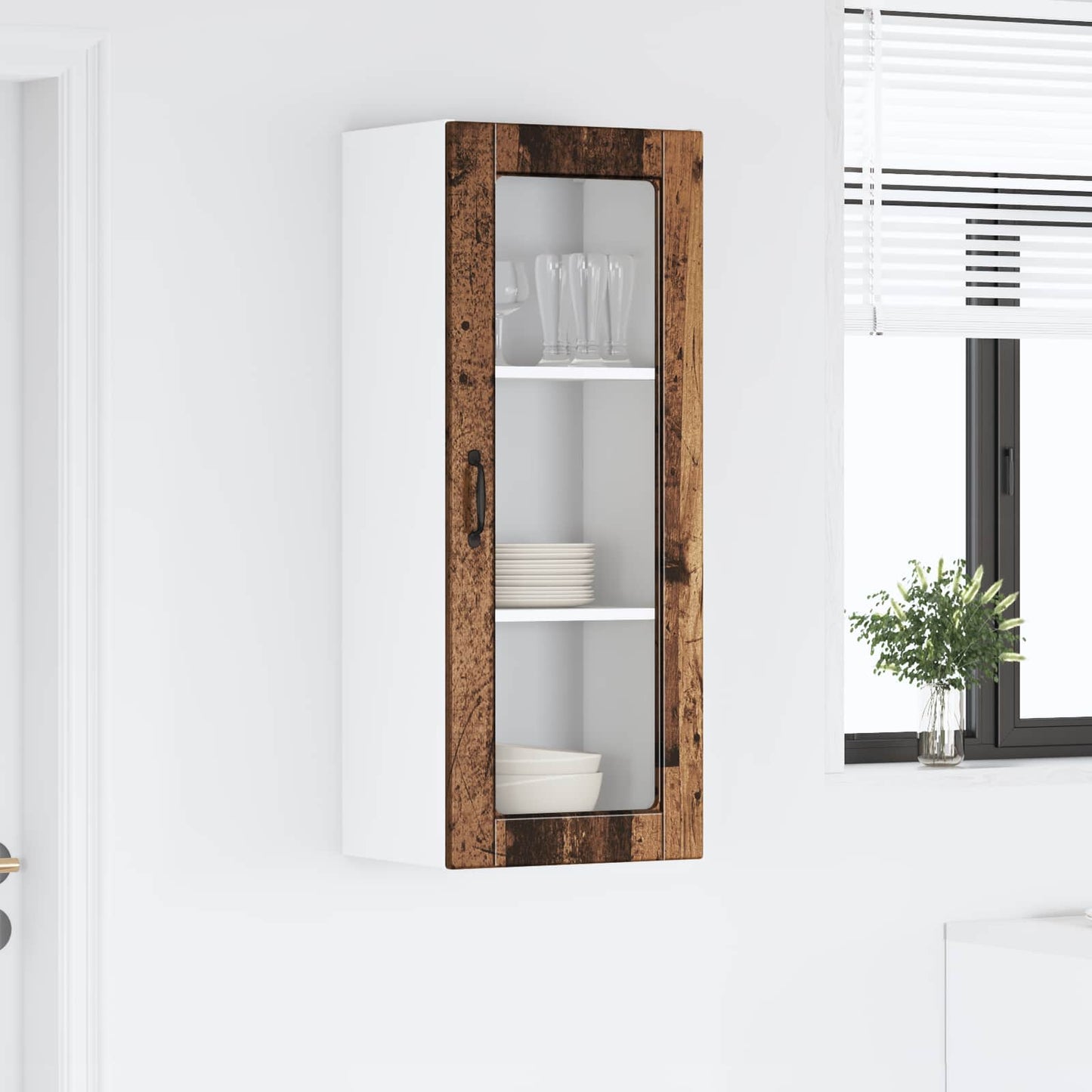 Wandglas-Schrank PORTO Altholz 40 x 31 x 100 cm Holzwerkstoff