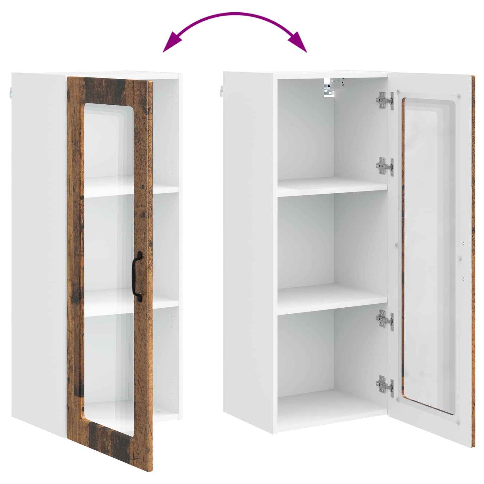 Wandglas-Schrank PORTO Altholz 40 x 31 x 100 cm Holzwerkstoff