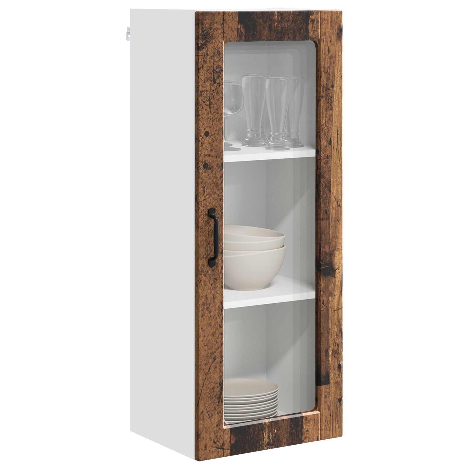 Wandglas-Schrank PORTO Altholz 40 x 31 x 100 cm Holzwerkstoff