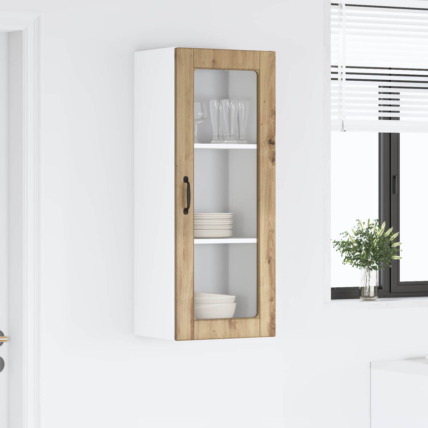 Wandglas-Schrank PORTO Artisan-Eiche 40 x 31 x 100 cm