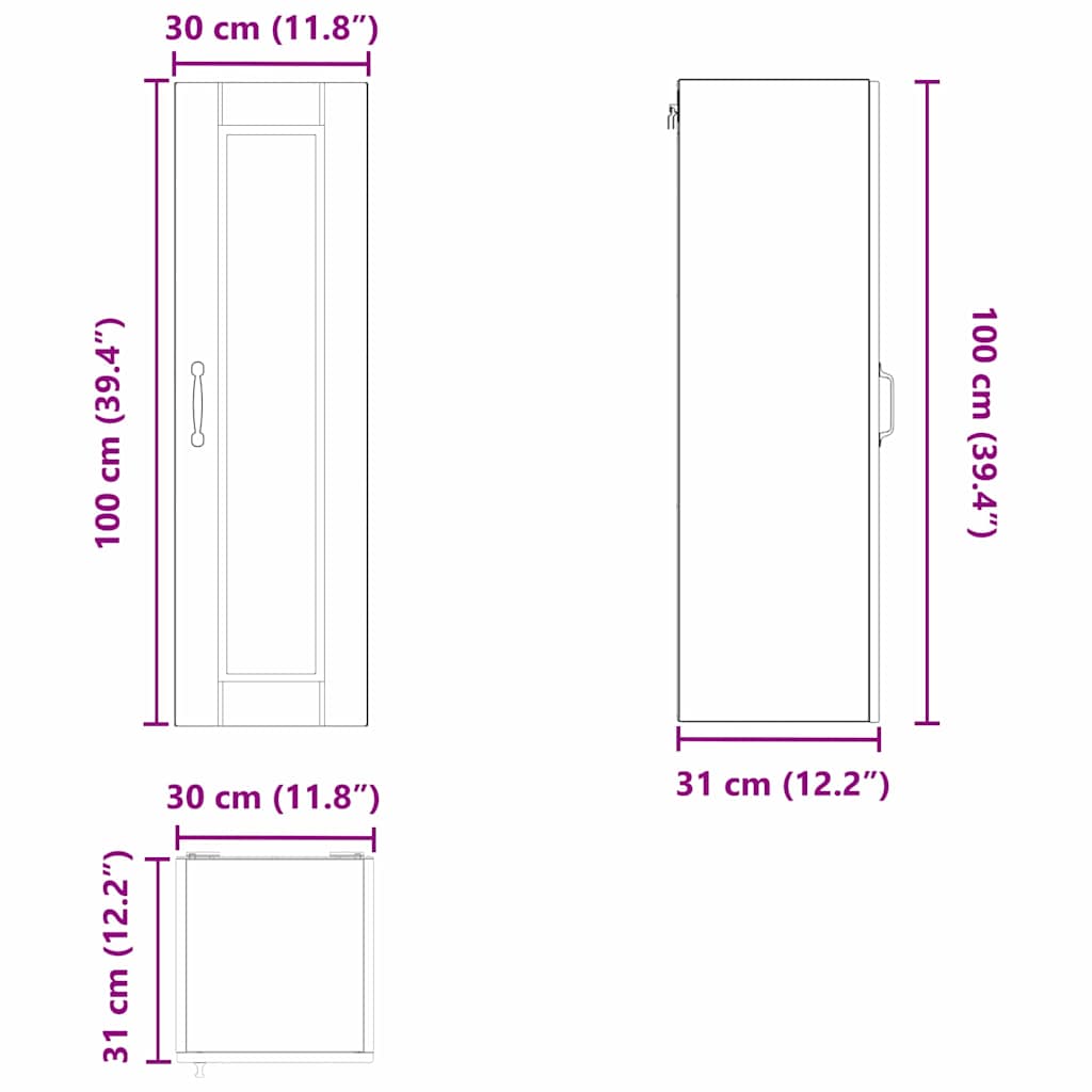 Wandschrank PORTO Weiß 30 x 31 x 100 cm Holzwerkstoff