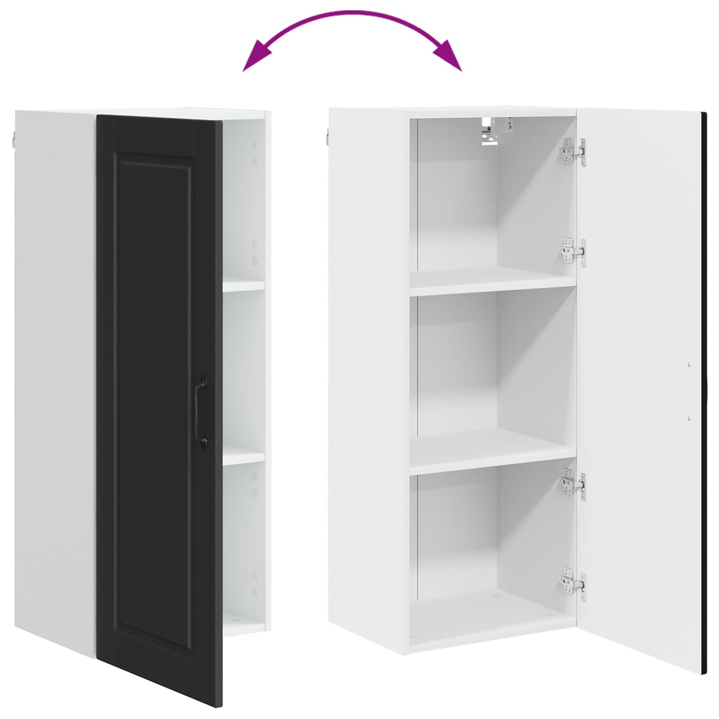 Wandschrank PORTO Schwarz 40 x 31 x 100 cm Holzwerkstoff