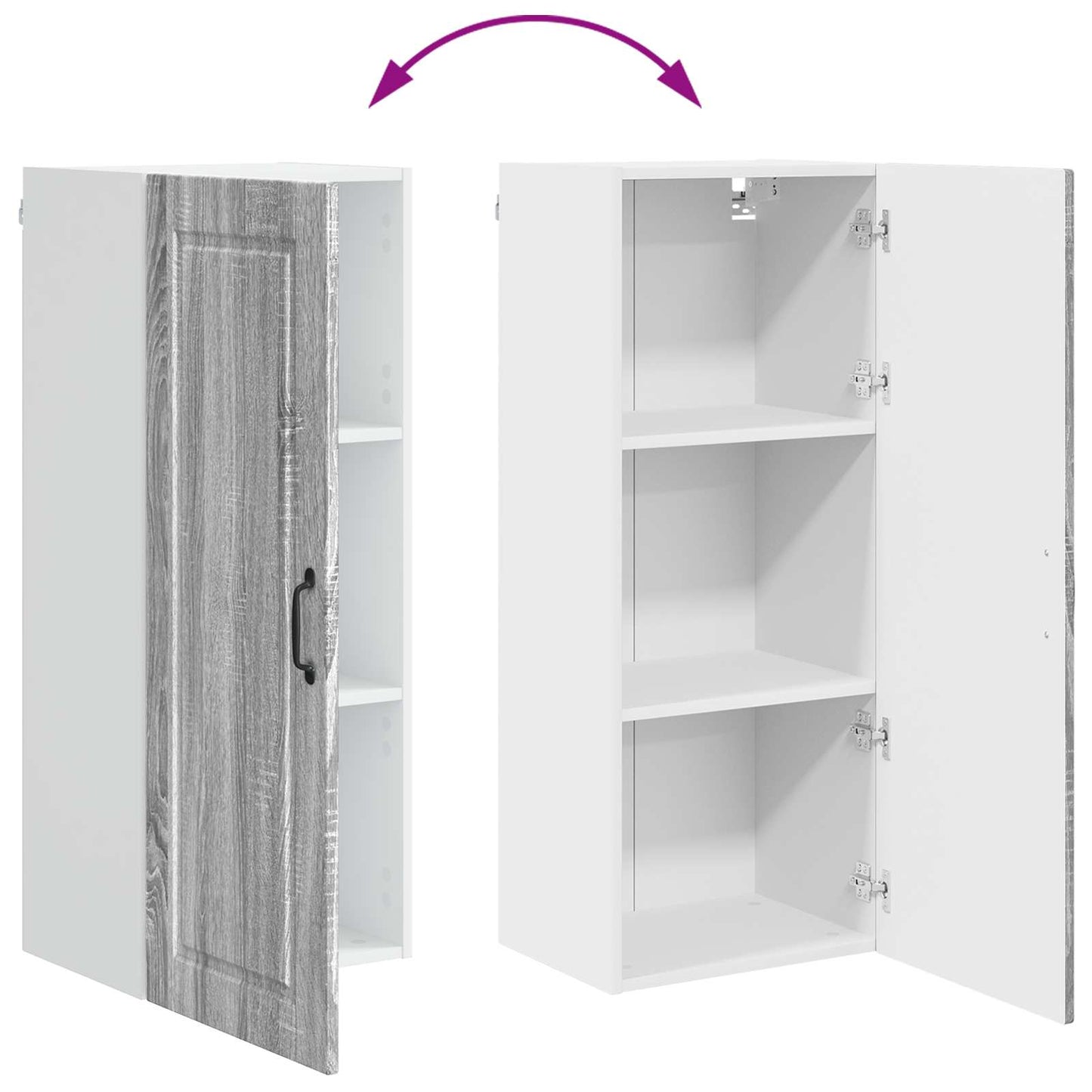 Wandschrank PORTO Graues Sonoma 40 x 31 x 100 cm Holzwerkstoff