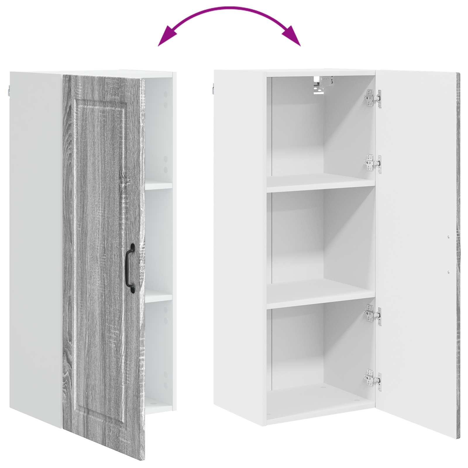 Wandschrank PORTO Graues Sonoma 40 x 31 x 100 cm Holzwerkstoff