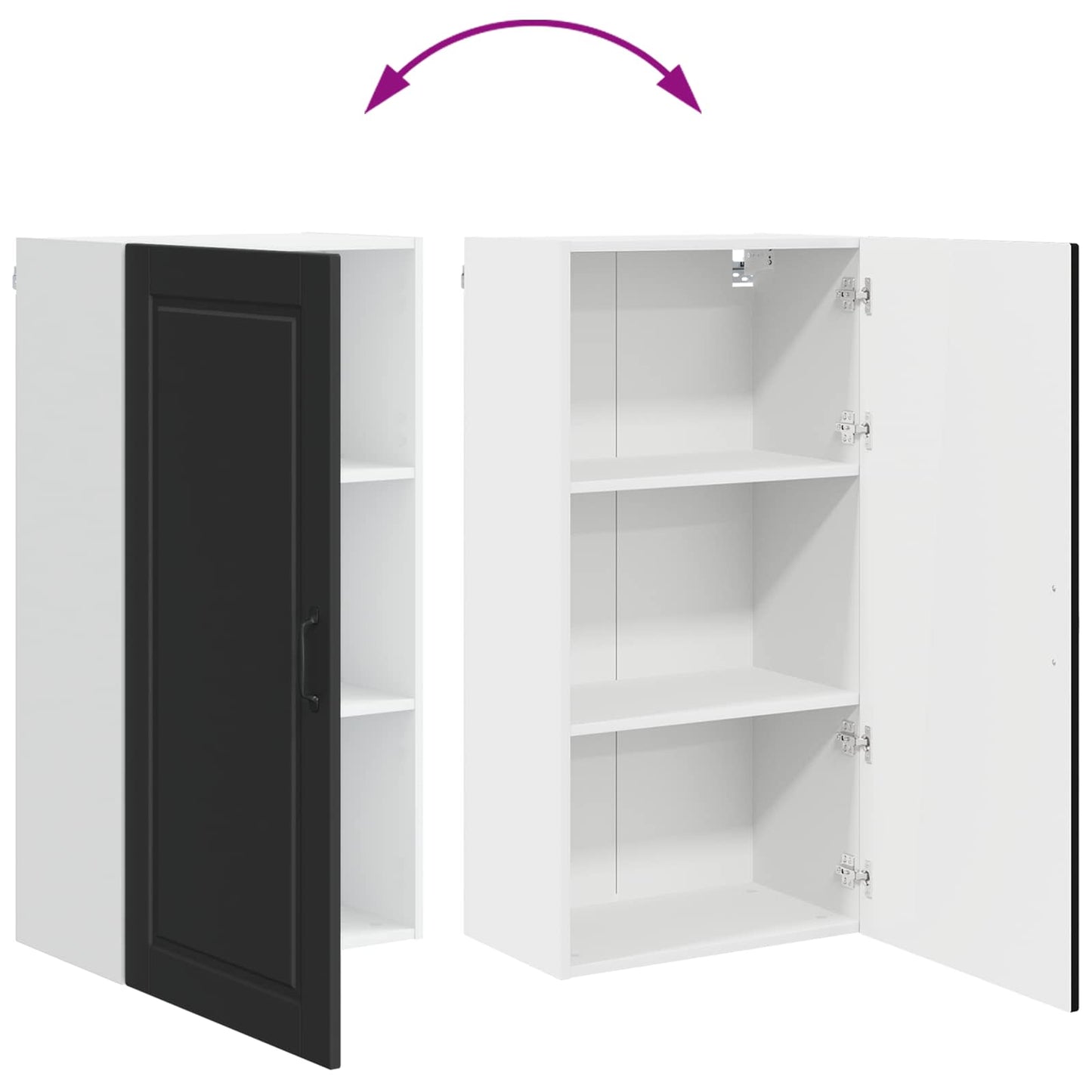 Wandschrank PORTO Schwarz 50 x 31 x 100 cm Holzwerkstoff