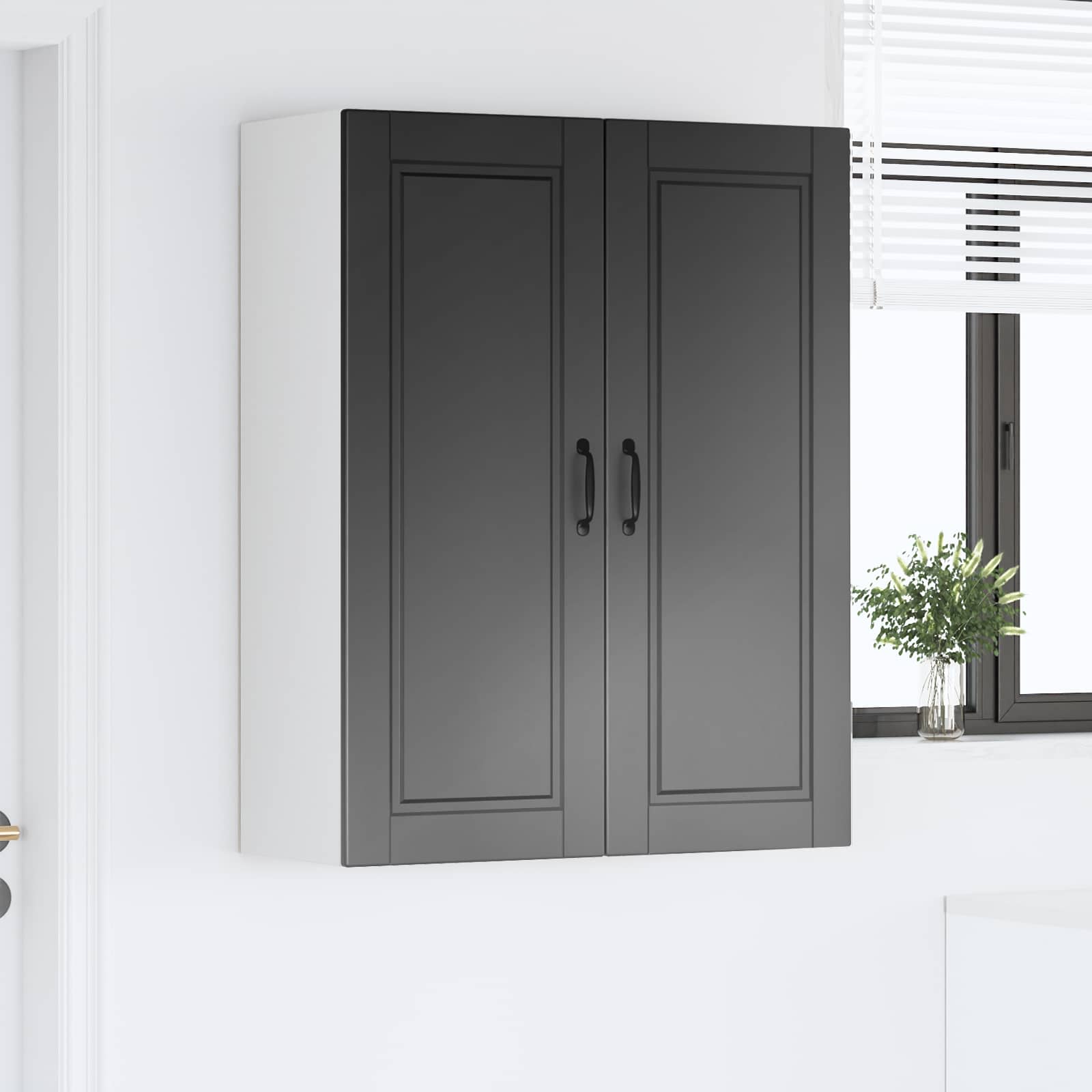 Wandschrank PORTO Schwarz 80 x 31 x 100 cm Holzwerkstoff