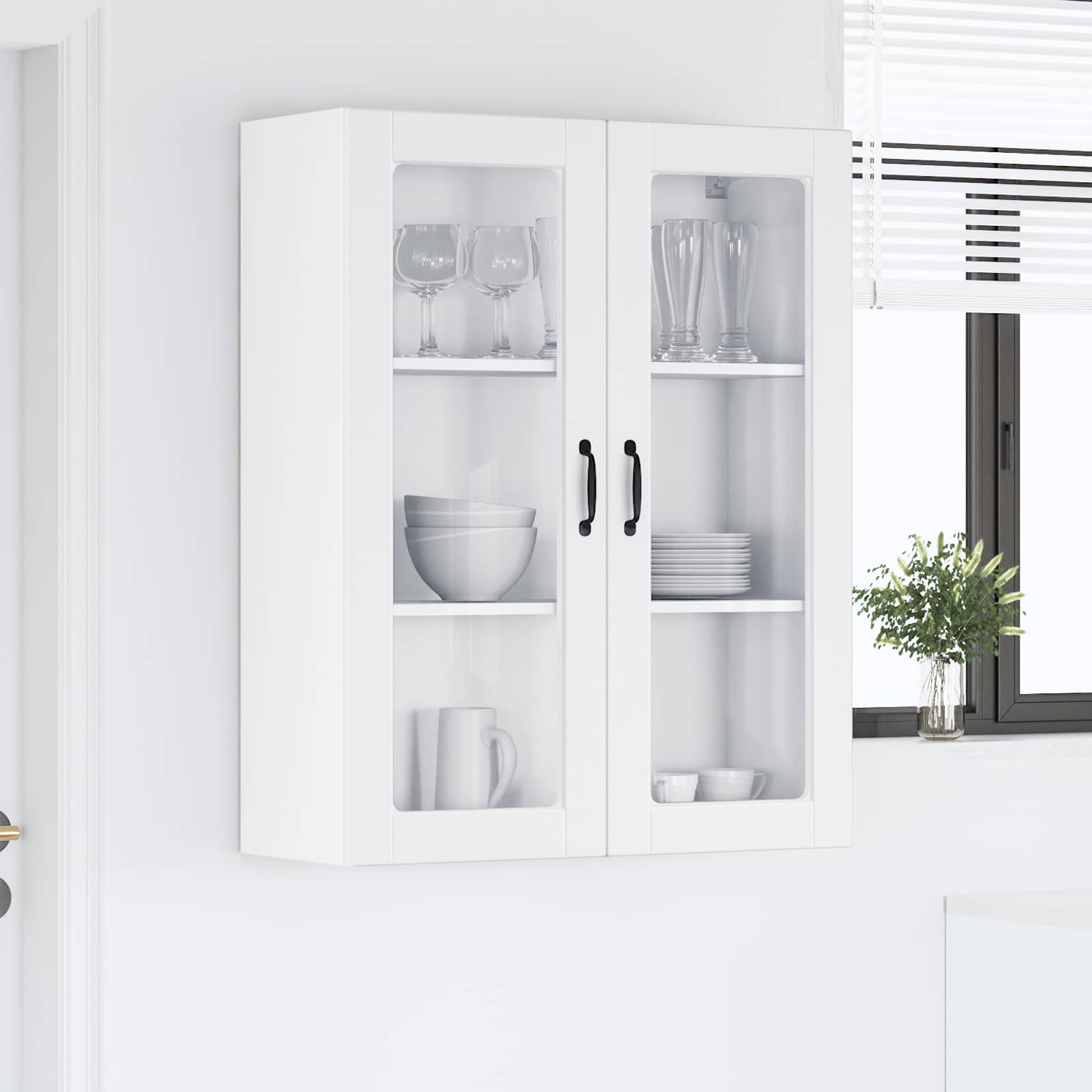 Wandglas-Schrank PORTO Weiß 80 x 31 x 100 cm Holzwerkstoff