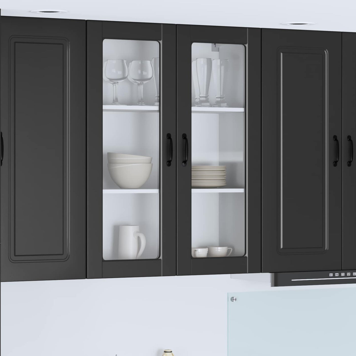 Wandglas-Schrank PORTO Schwarz 80 x 31 x 100 cm Holzwerkstoff