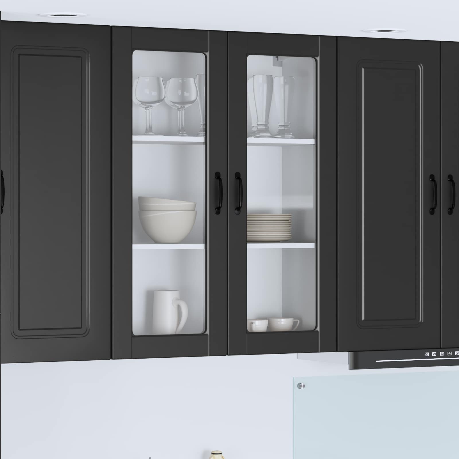 Wandglas-Schrank PORTO Schwarz 80 x 31 x 100 cm Holzwerkstoff