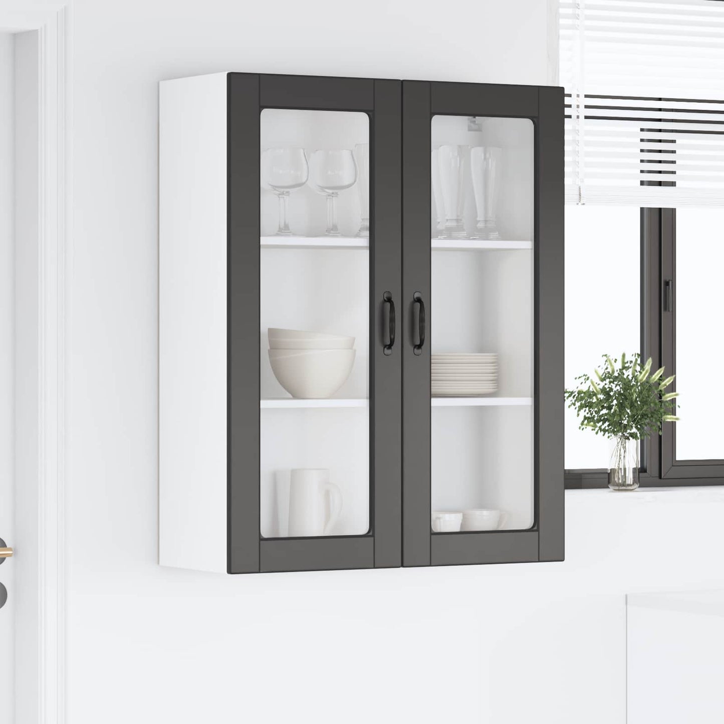 Wandglas-Schrank PORTO Schwarz 80 x 31 x 100 cm Holzwerkstoff
