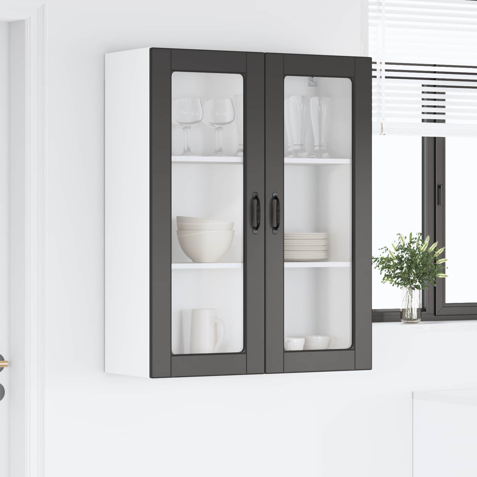 Wandglas-Schrank PORTO Schwarz 80 x 31 x 100 cm Holzwerkstoff