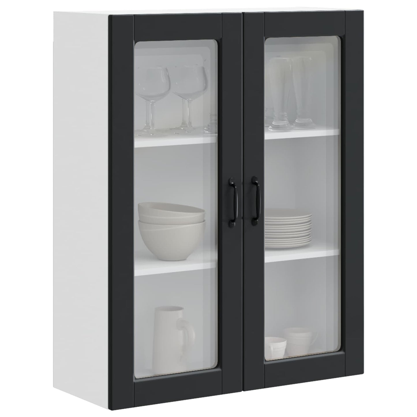 Wandglas-Schrank PORTO Schwarz 80 x 31 x 100 cm Holzwerkstoff