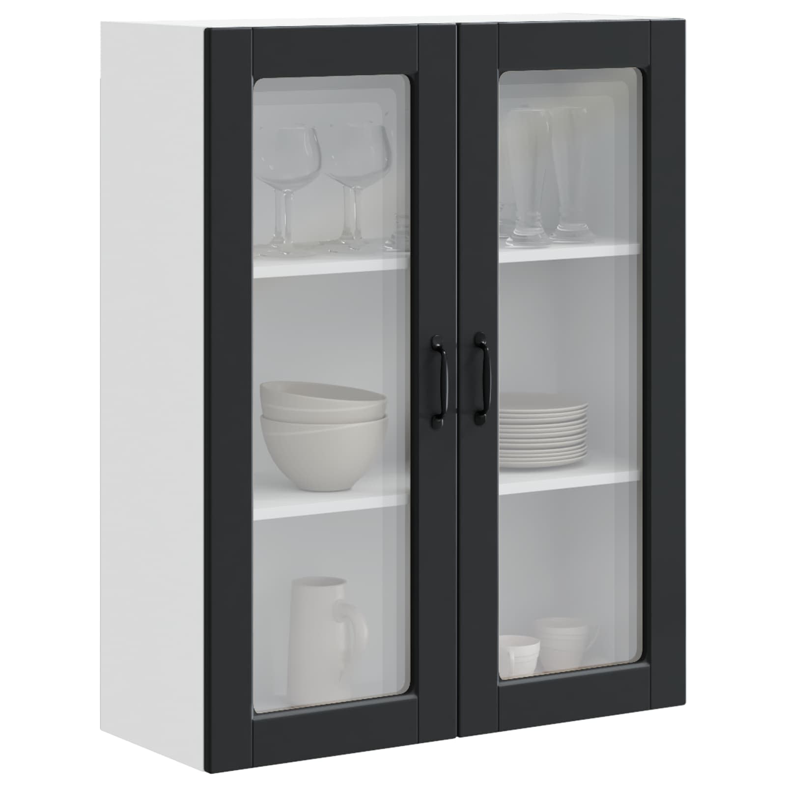 Wandglas-Schrank PORTO Schwarz 80 x 31 x 100 cm Holzwerkstoff