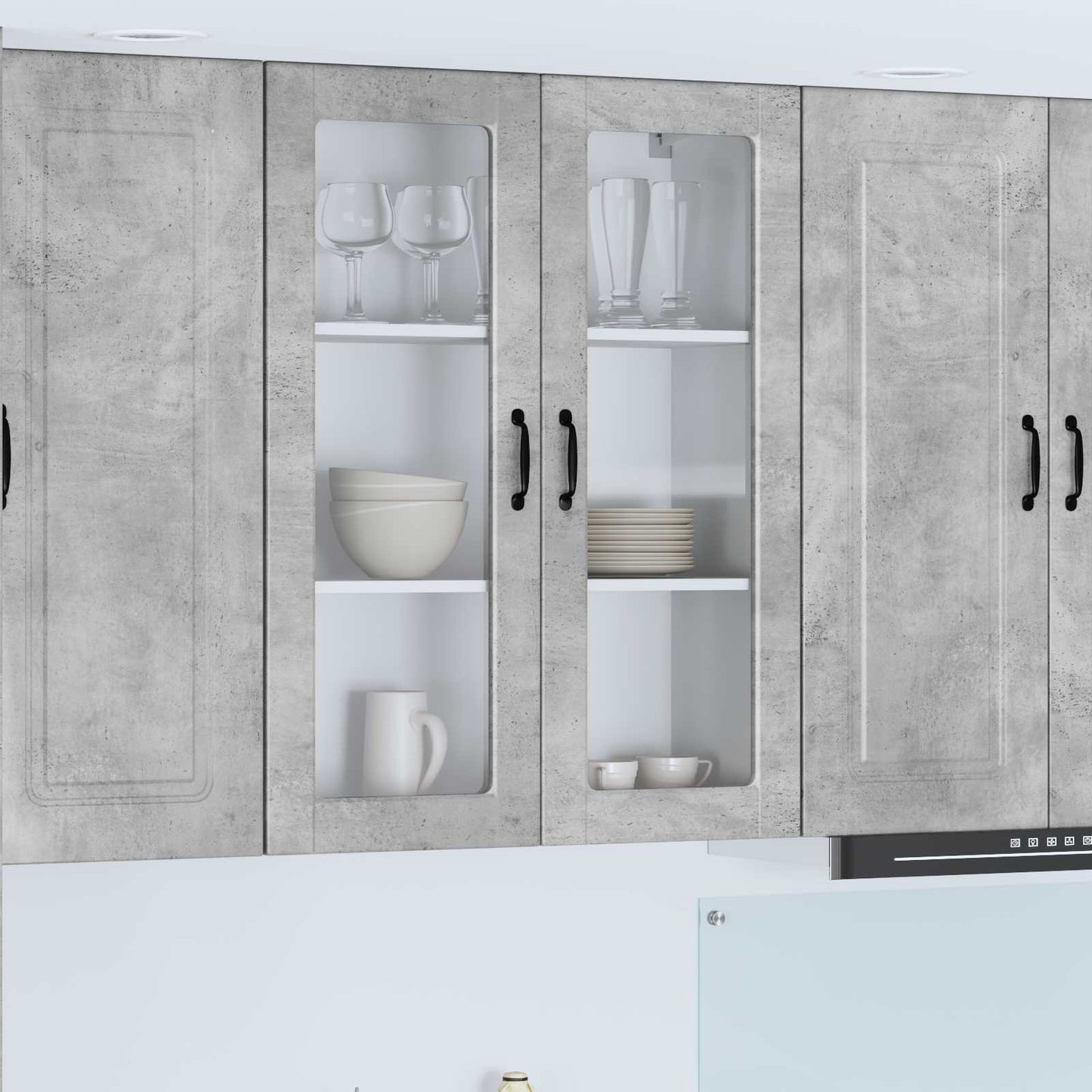 Wandglas-Schrank PORTO Beton Grau 80 x 31 x 100 cm