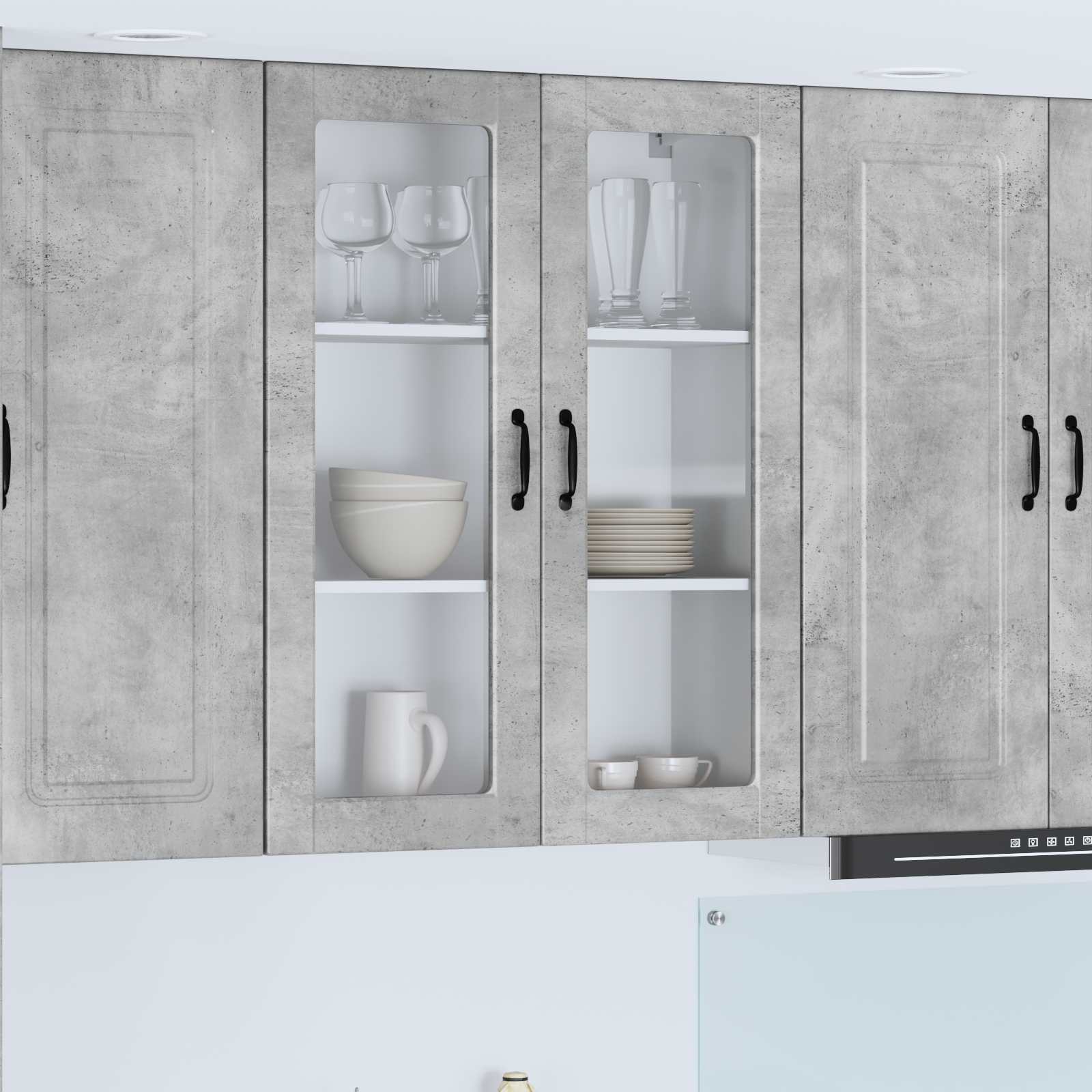 Wandglas-Schrank PORTO Beton Grau 80 x 31 x 100 cm