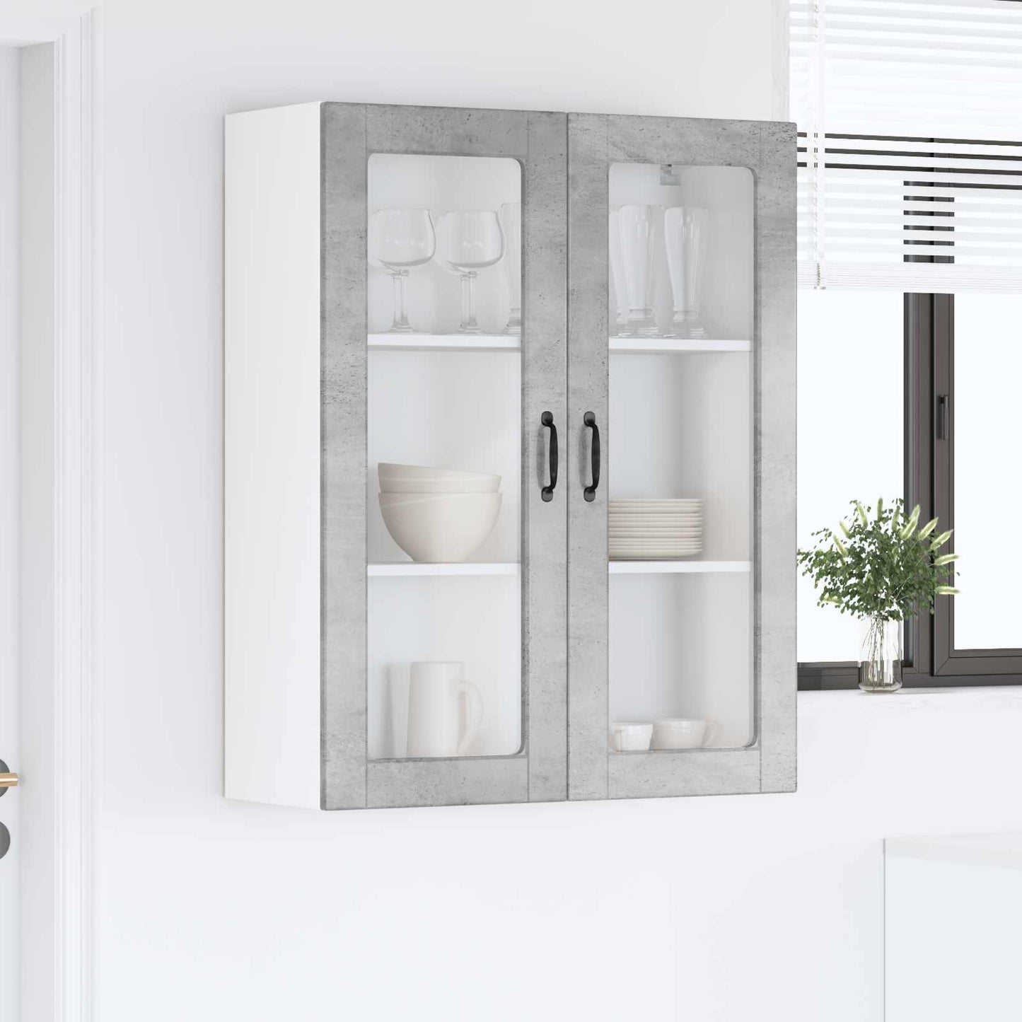 Wandglas-Schrank PORTO Beton Grau 80 x 31 x 100 cm