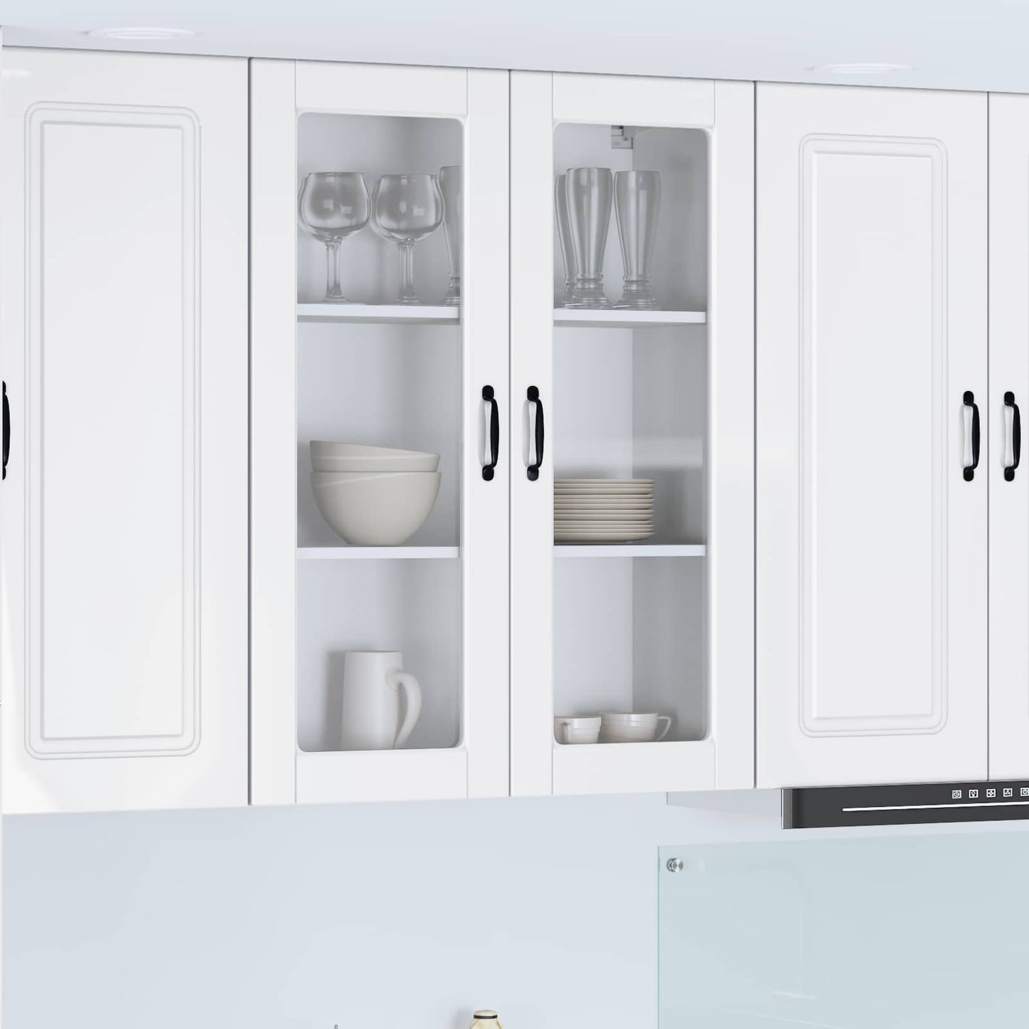 Wandglas-Schrank PORTO Hochglanz Weiß 80 x 31 x 100 cm