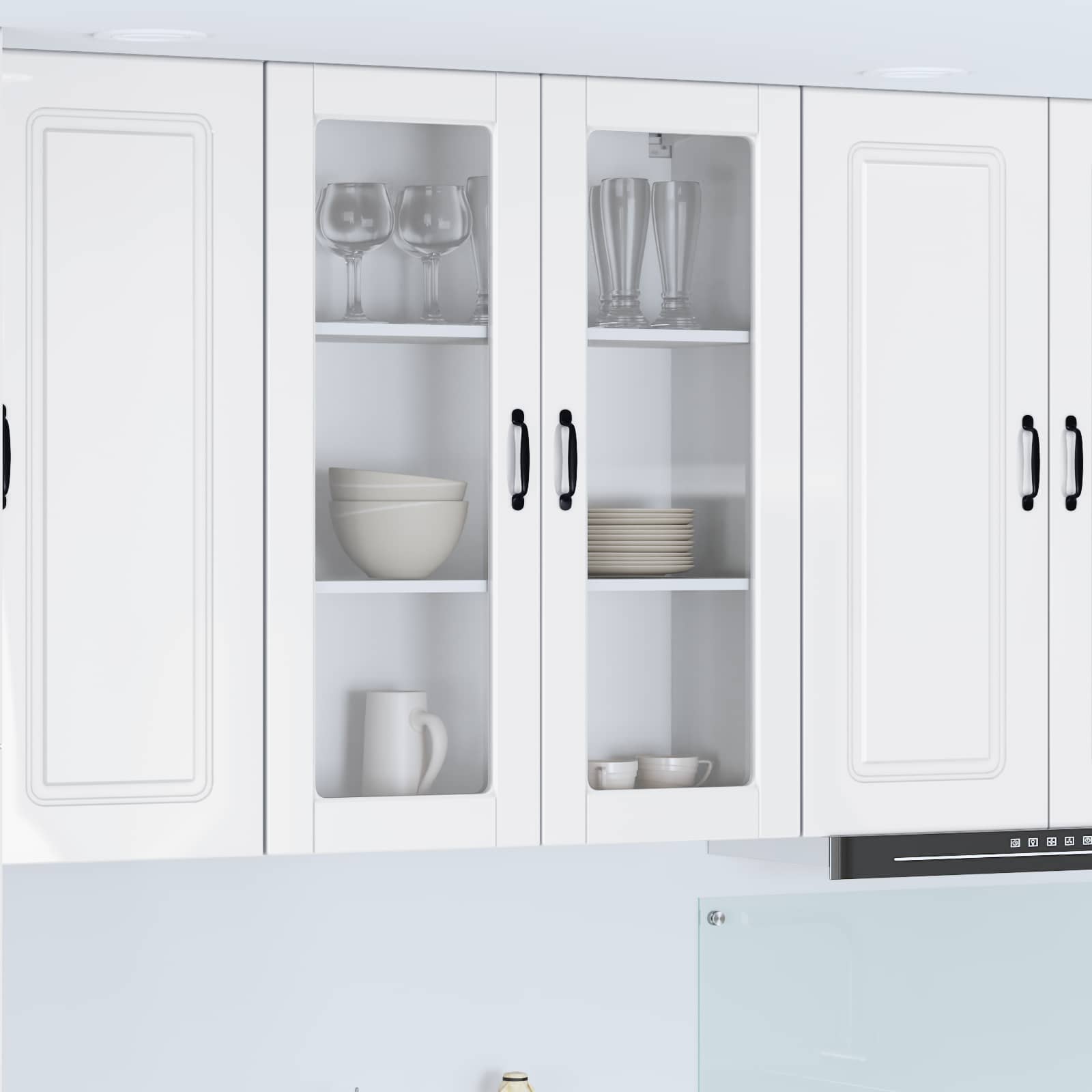 Wandglas-Schrank PORTO Hochglanz Weiß 80 x 31 x 100 cm