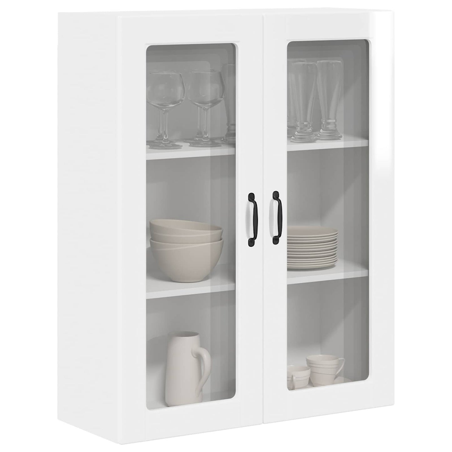 Wandglas-Schrank PORTO Hochglanz Weiß 80 x 31 x 100 cm
