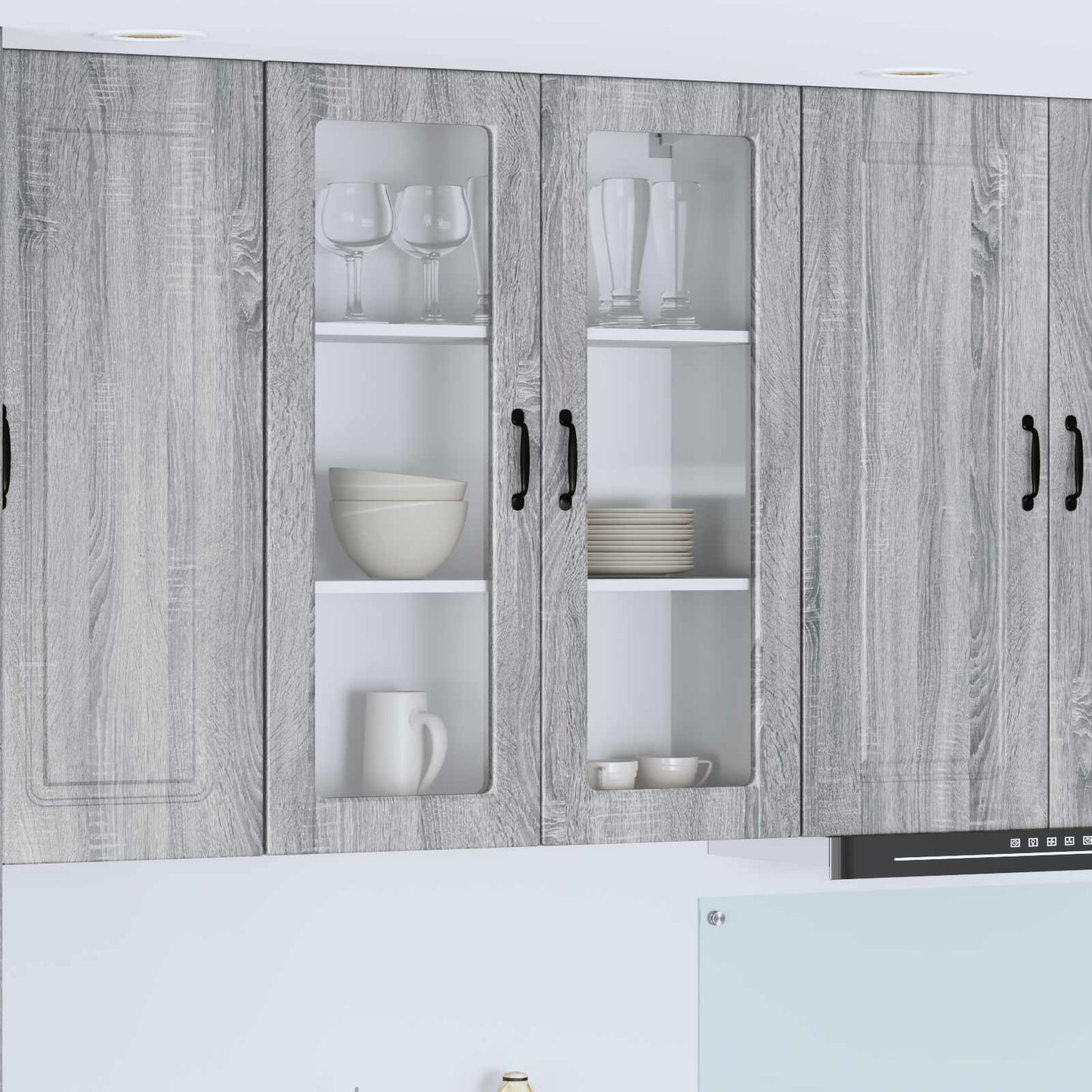 Wandglas-Schrank PORTO Graues Sonoma 80 x 31 x 100 cm
