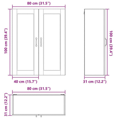 Wandglas-Schrank PORTO Sonoma-Grau 80 x 31 x 100 cm