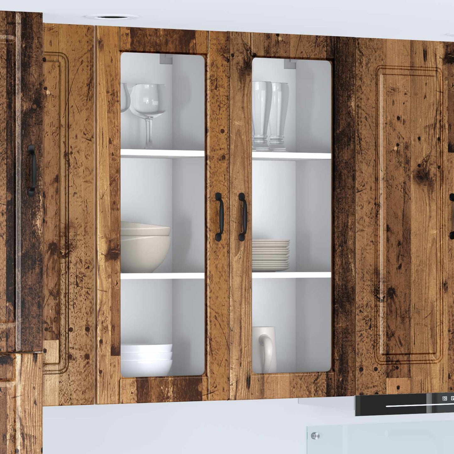 Wandglas-Schrank PORTO Altholz 80 x 31 x 100 cm Holzwerkstoff