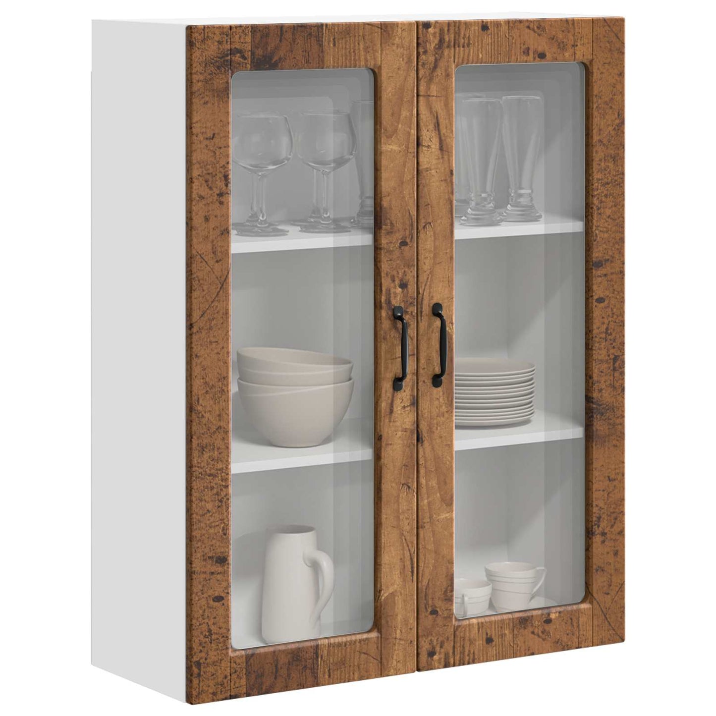 Wandglas-Schrank PORTO Altholz 80 x 31 x 100 cm Holzwerkstoff