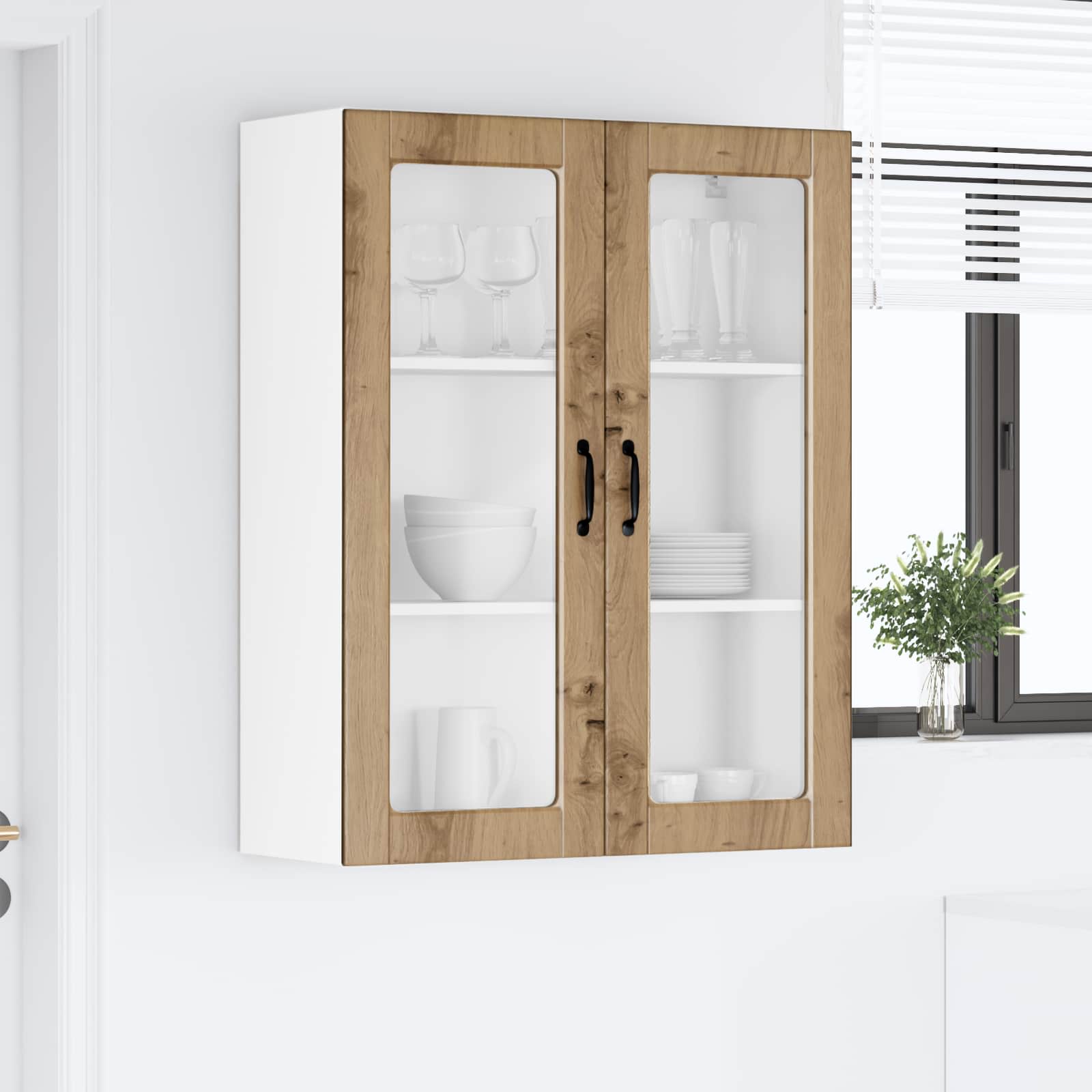 Wandglas-Schrank PORTO Artisan-Eiche 80 x 31 x 100 cm