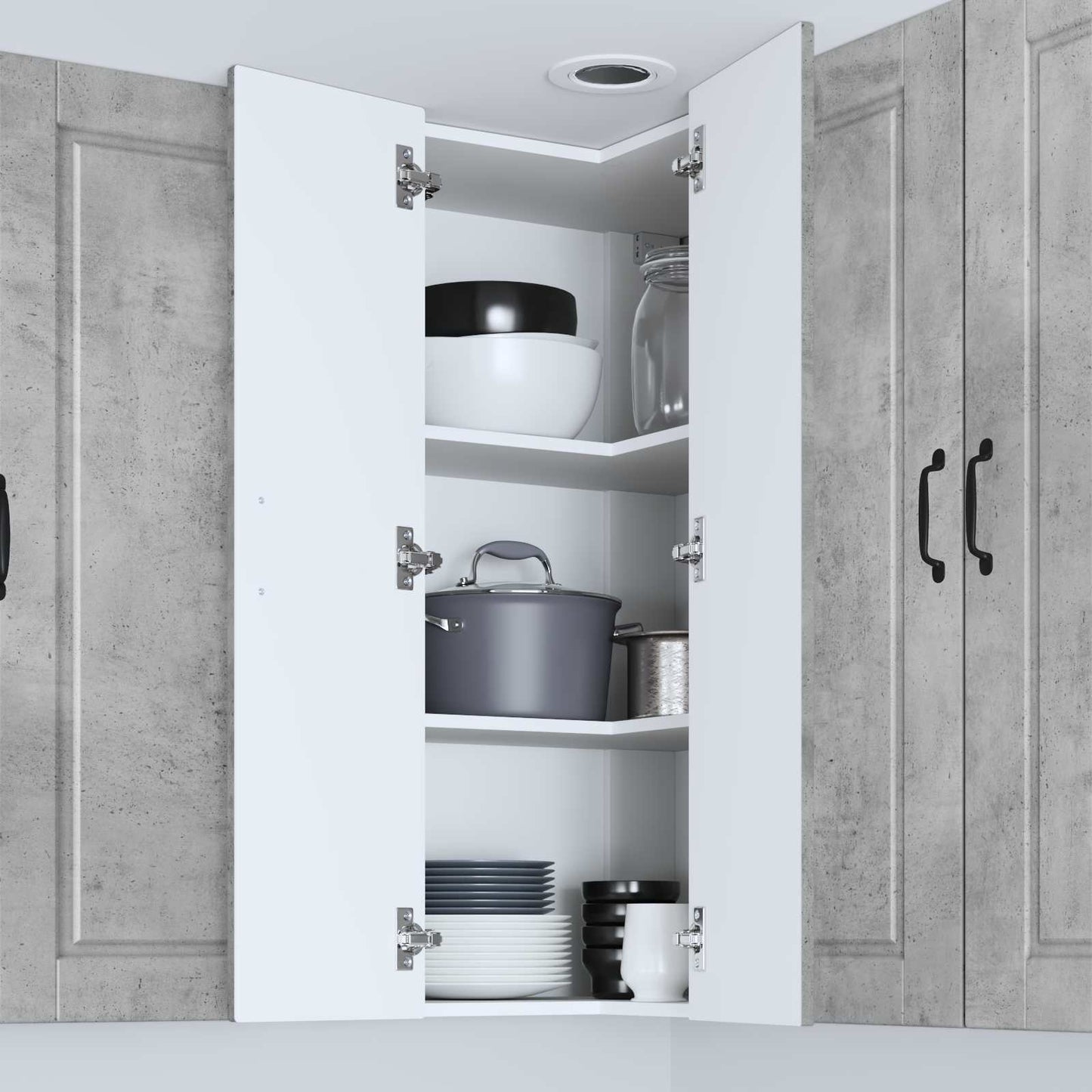 Wand-Eckschrank PORTO Beton Grau 57 x 57 x 100 cm Holzwerkstoff