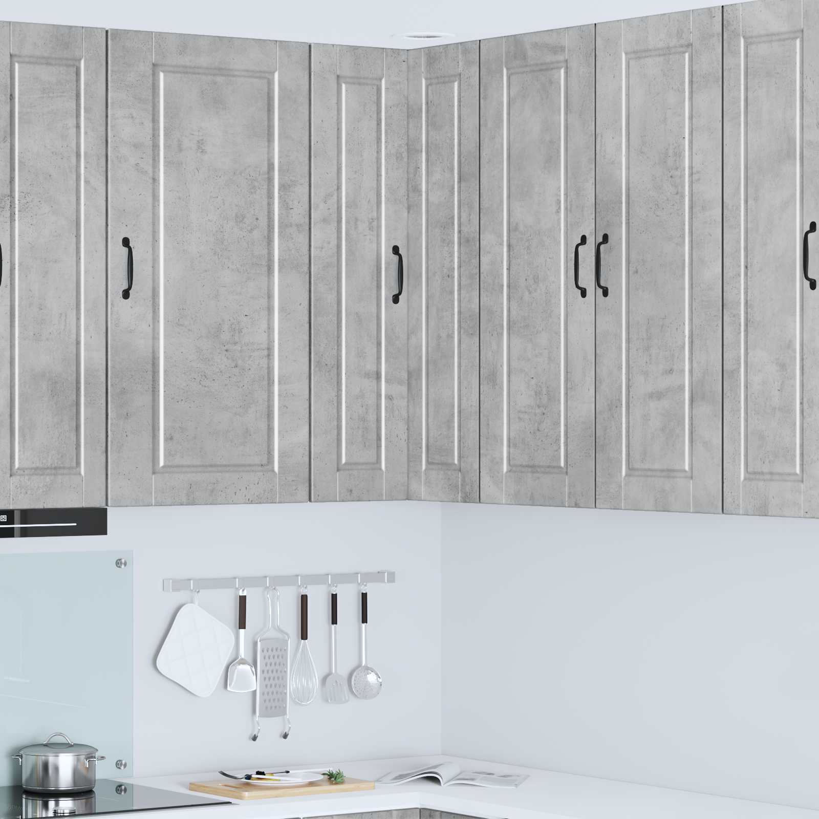 Wand-Eckschrank PORTO Beton Grau 57 x 57 x 100 cm Holzwerkstoff